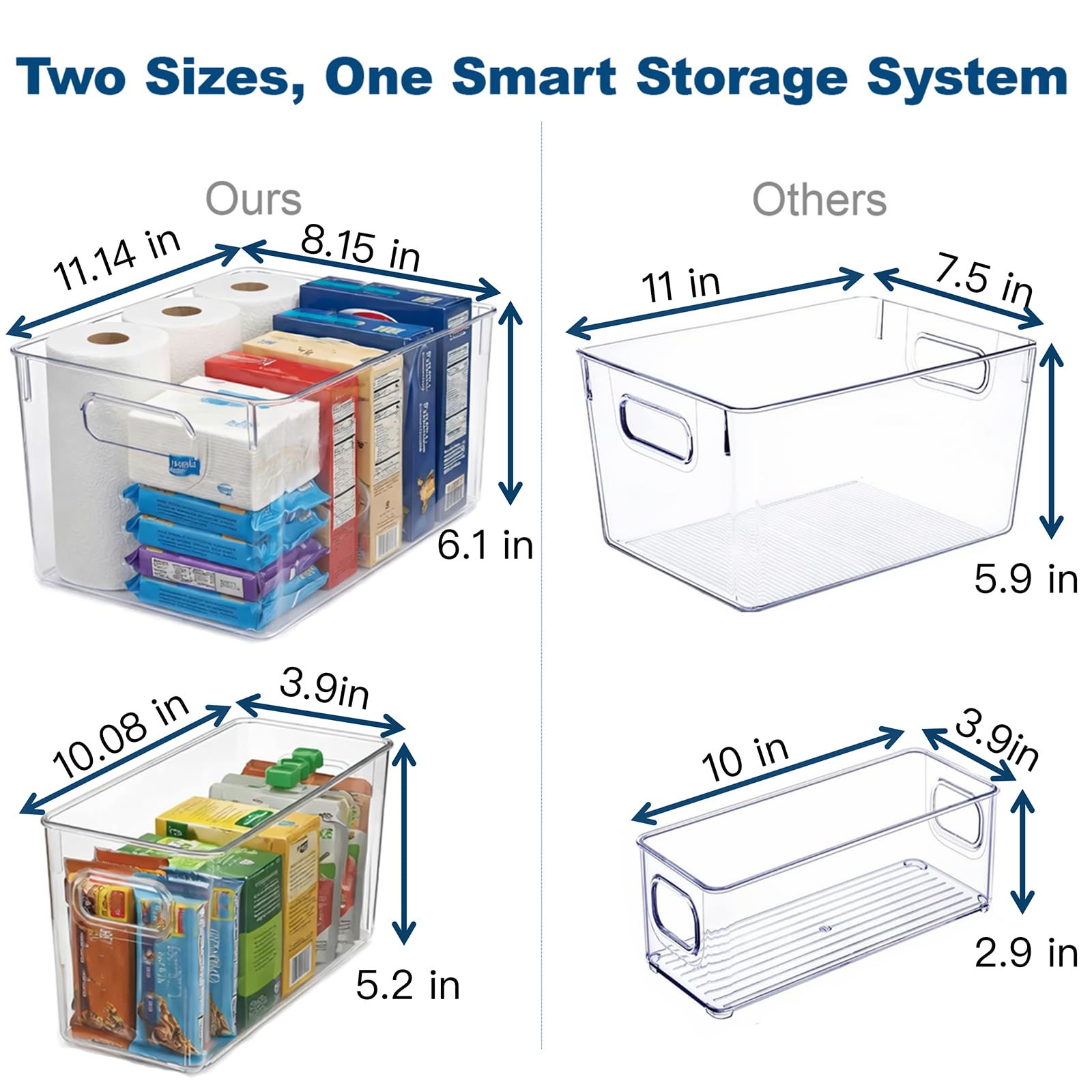 Nestable MOONEDGE storage bins space saving design