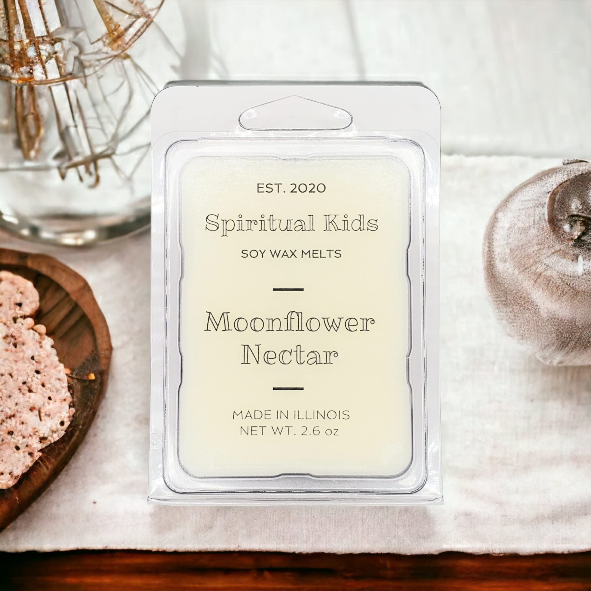 Moonflower Nectar Soy Wax Melts hand poured floral fruity scent packaging