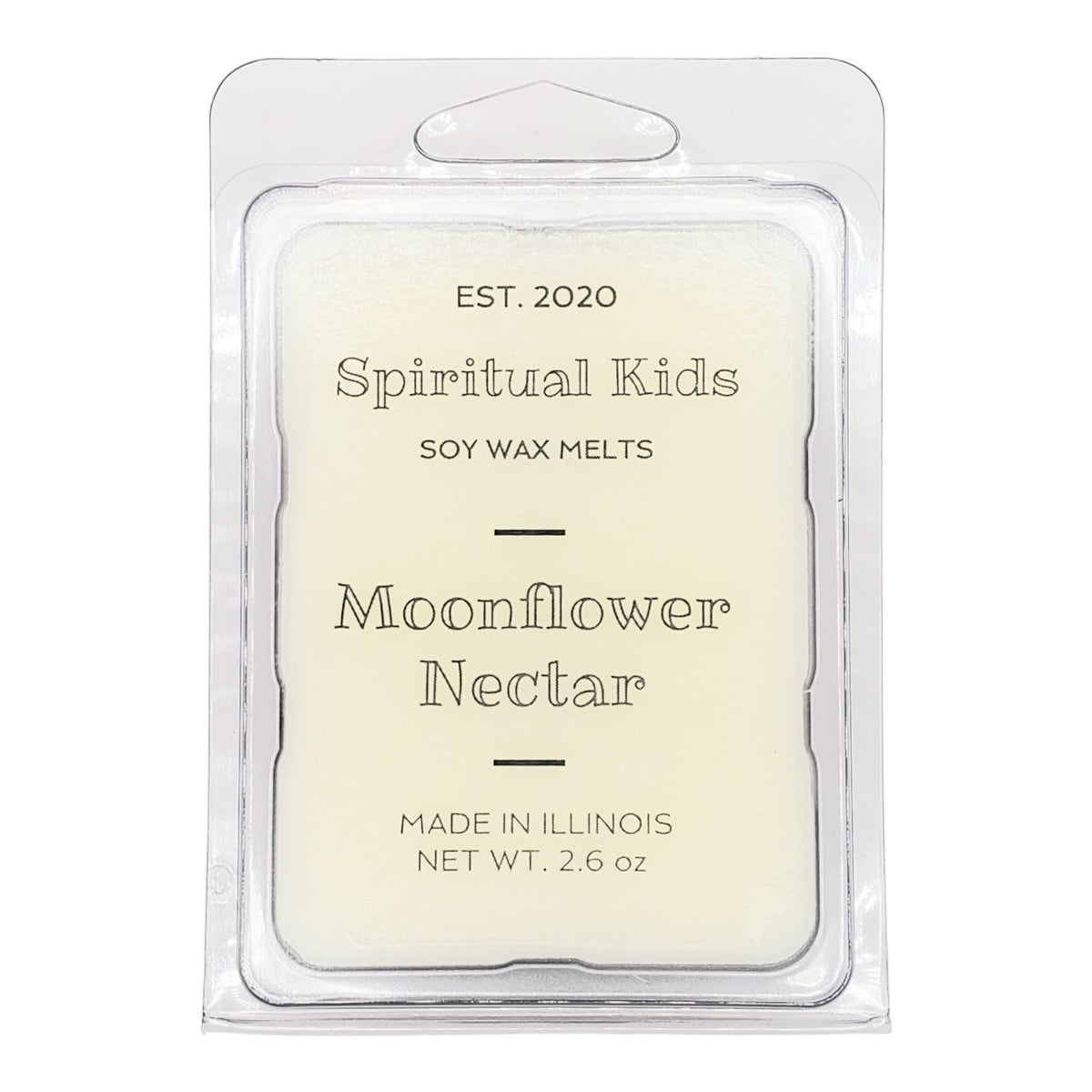 Moonflower Nectar Soy Wax Melts product image showing 2.6 oz and six cubes