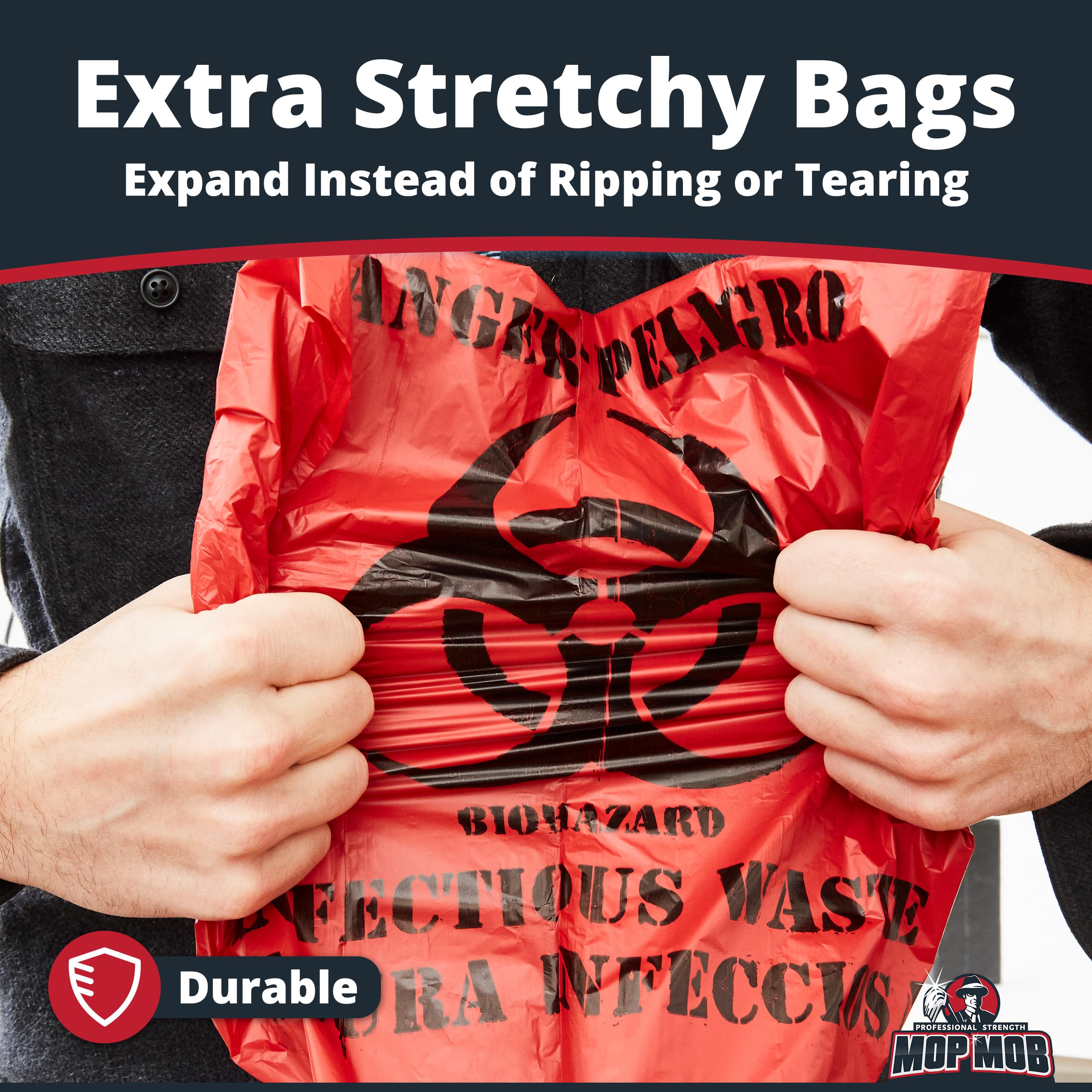 Mop Mob 12 micron biohazard bags for healthcare use