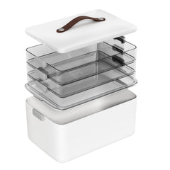 MOPALL 4-Tier medicine organizer storage box with lid and leather handle