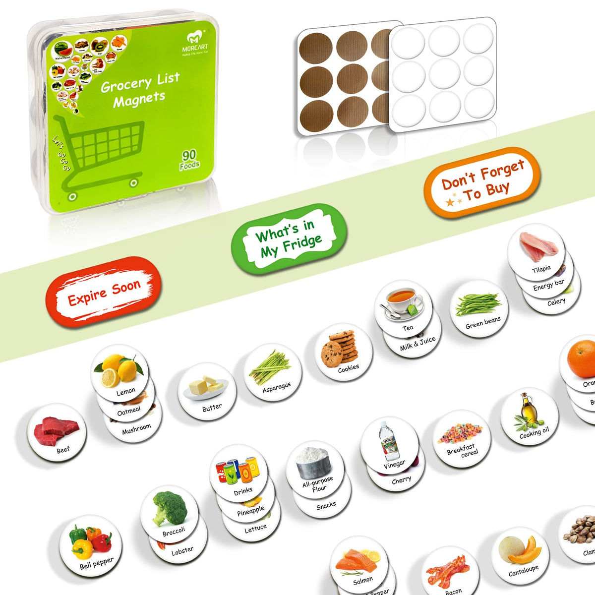 M MORCART 93 Food Magnets for Fridge product set