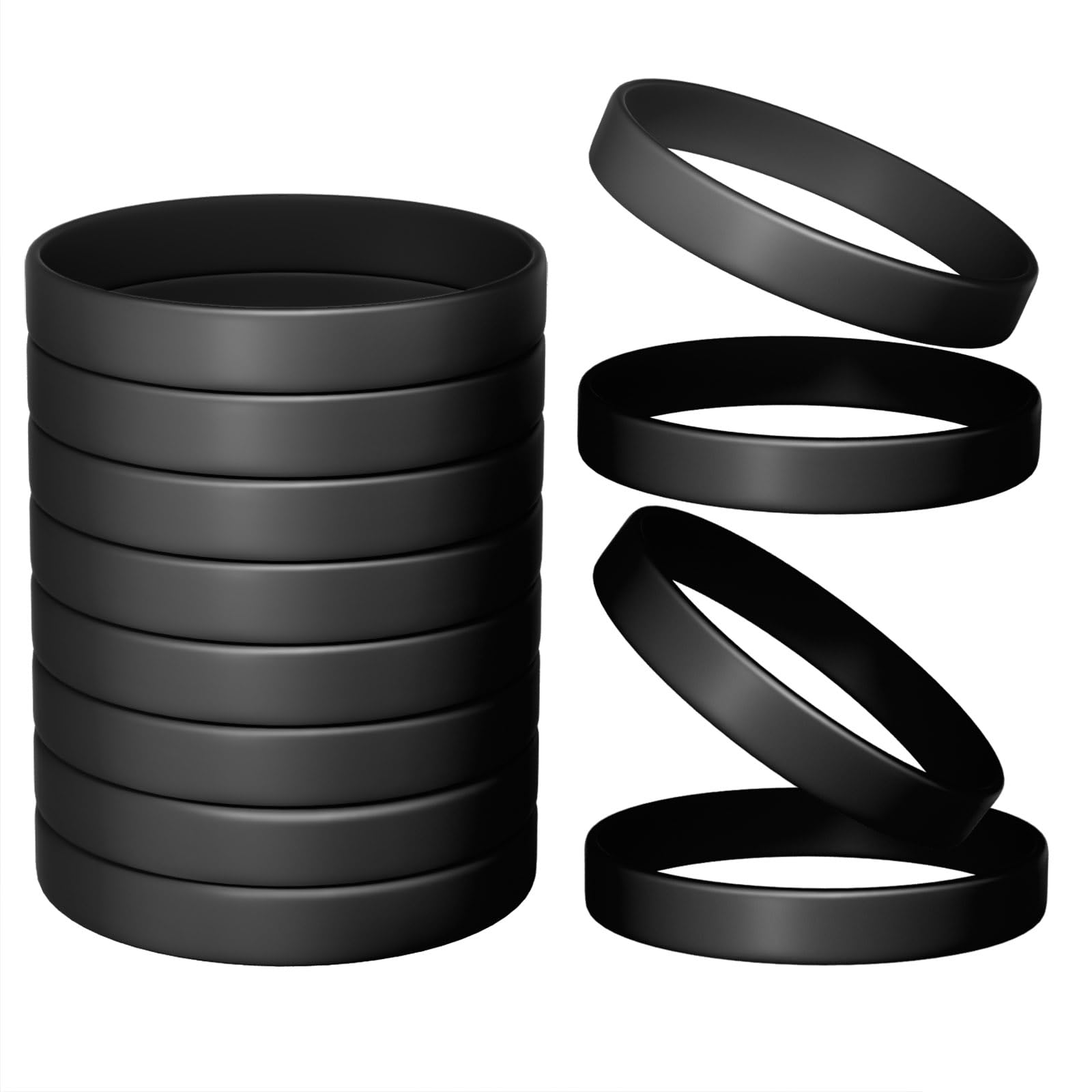 Morcheiong 12 pieces silicone bracelets black color product image