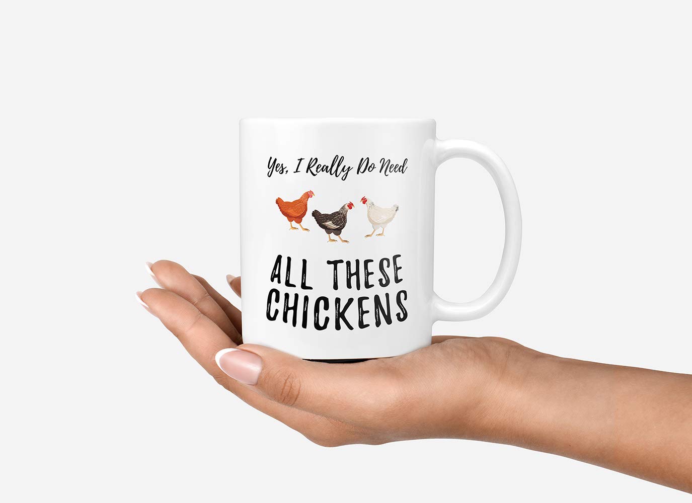 Chickens design mug highlighting cheerful farm humor