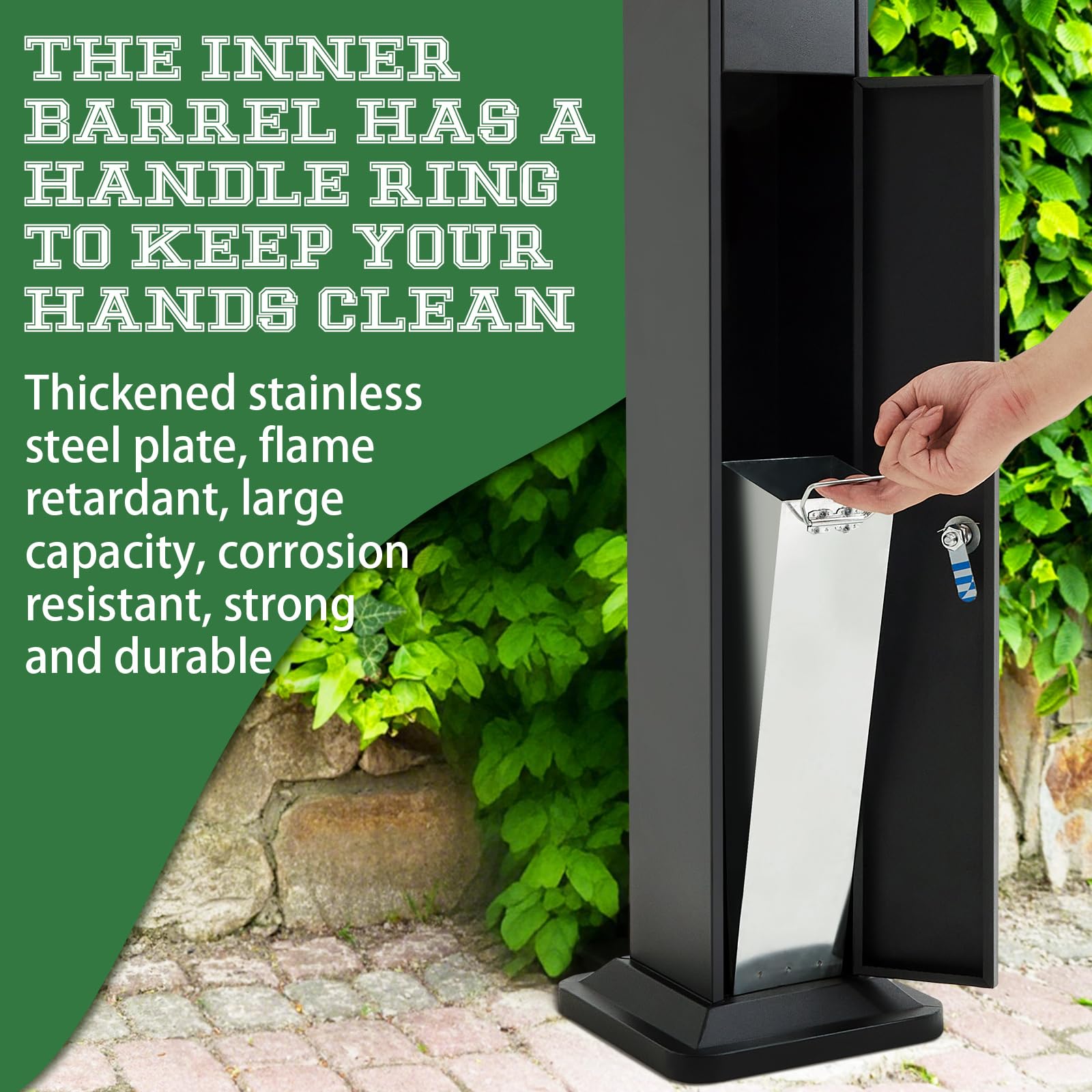 all black matte surface outdoor disposal unit top opening