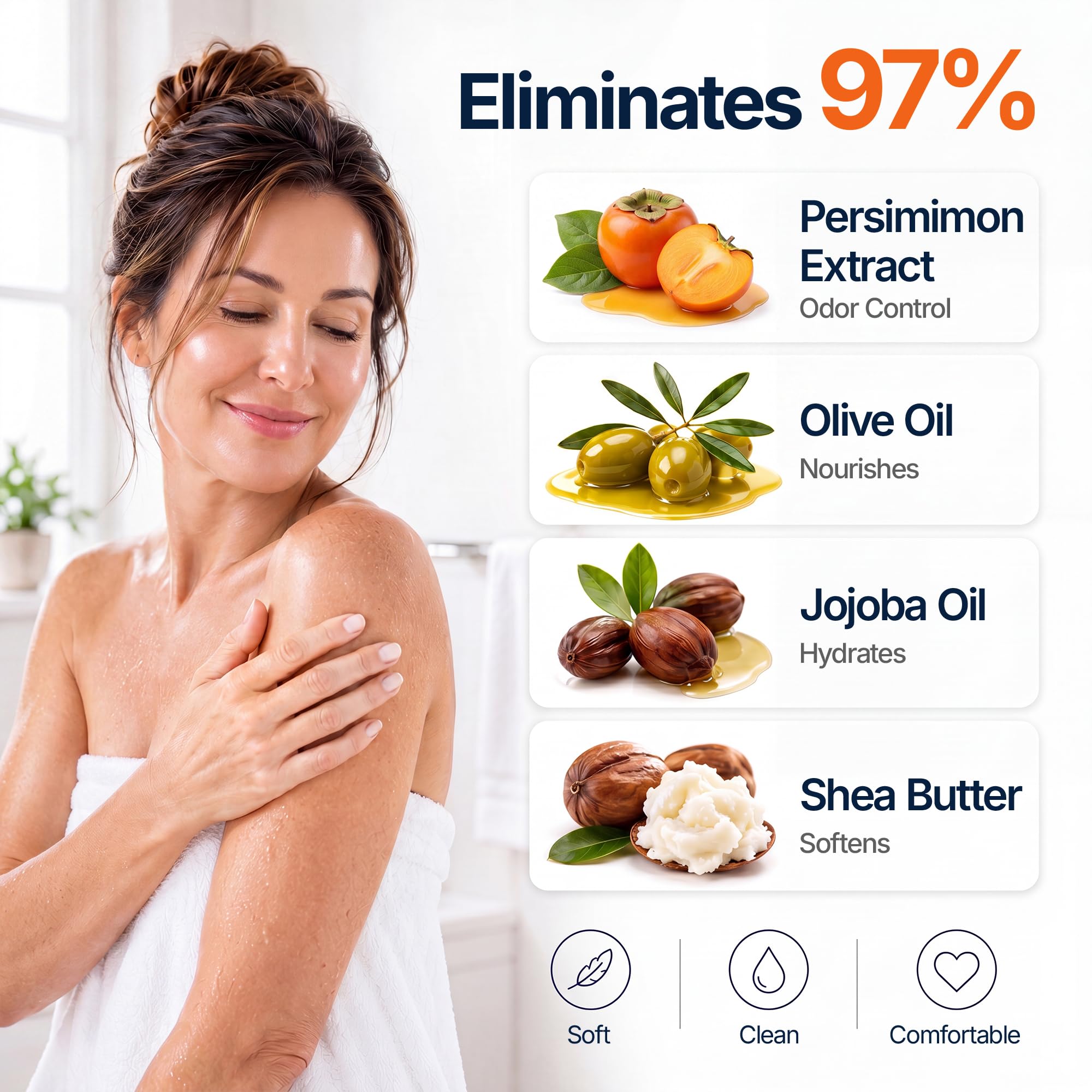 Underarms and feet odor removal with Persimmon Soap
