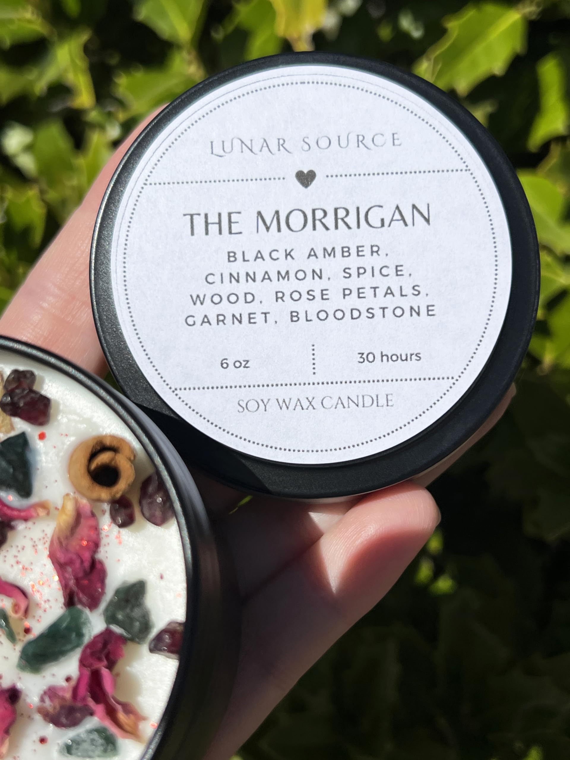 Ethically sourced gemstones and essential oils with Morrigan candle