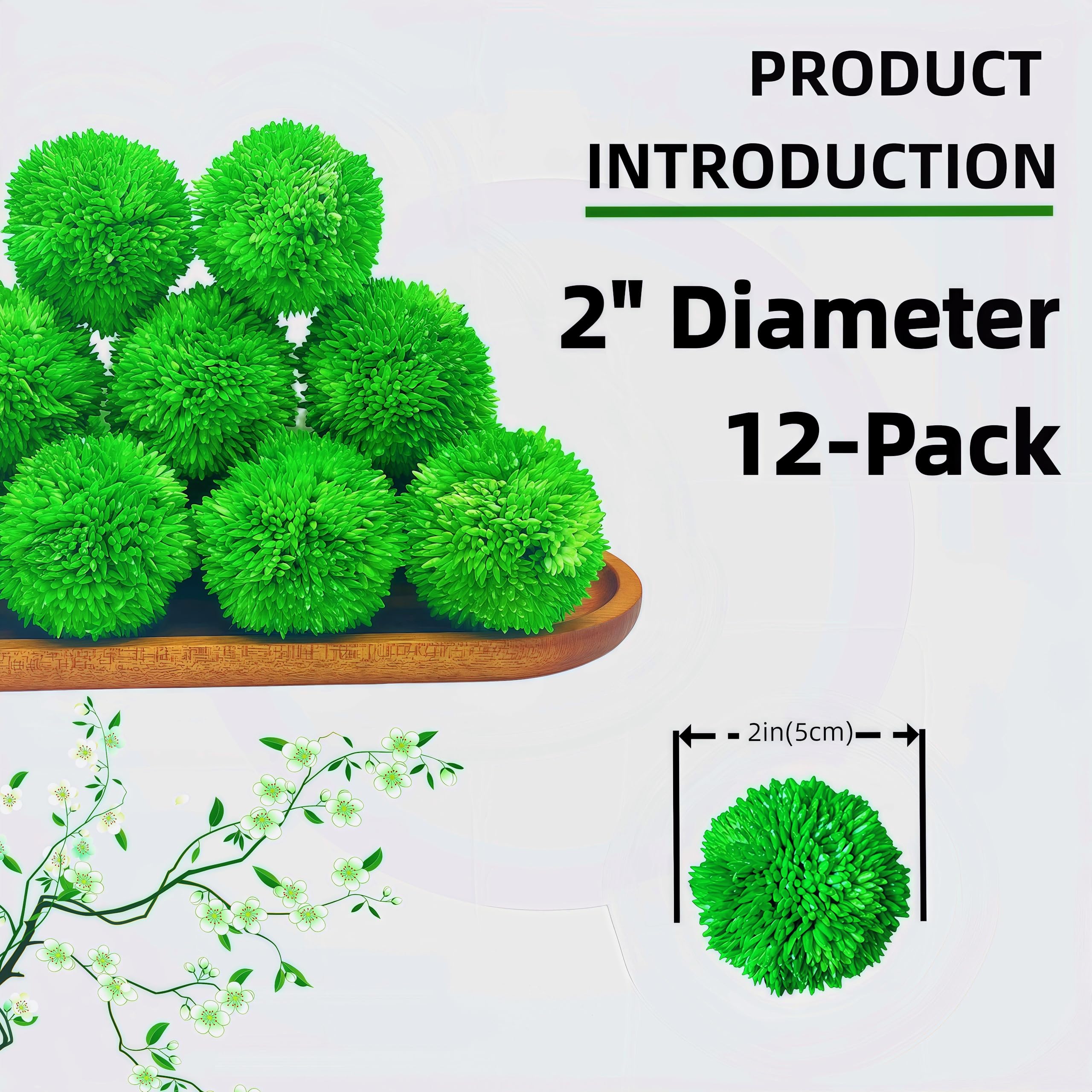 Green decorative moss balls for centerpieces
