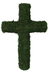 16 inch tall Moss Cross Wreath in Green for Spring Easter decor