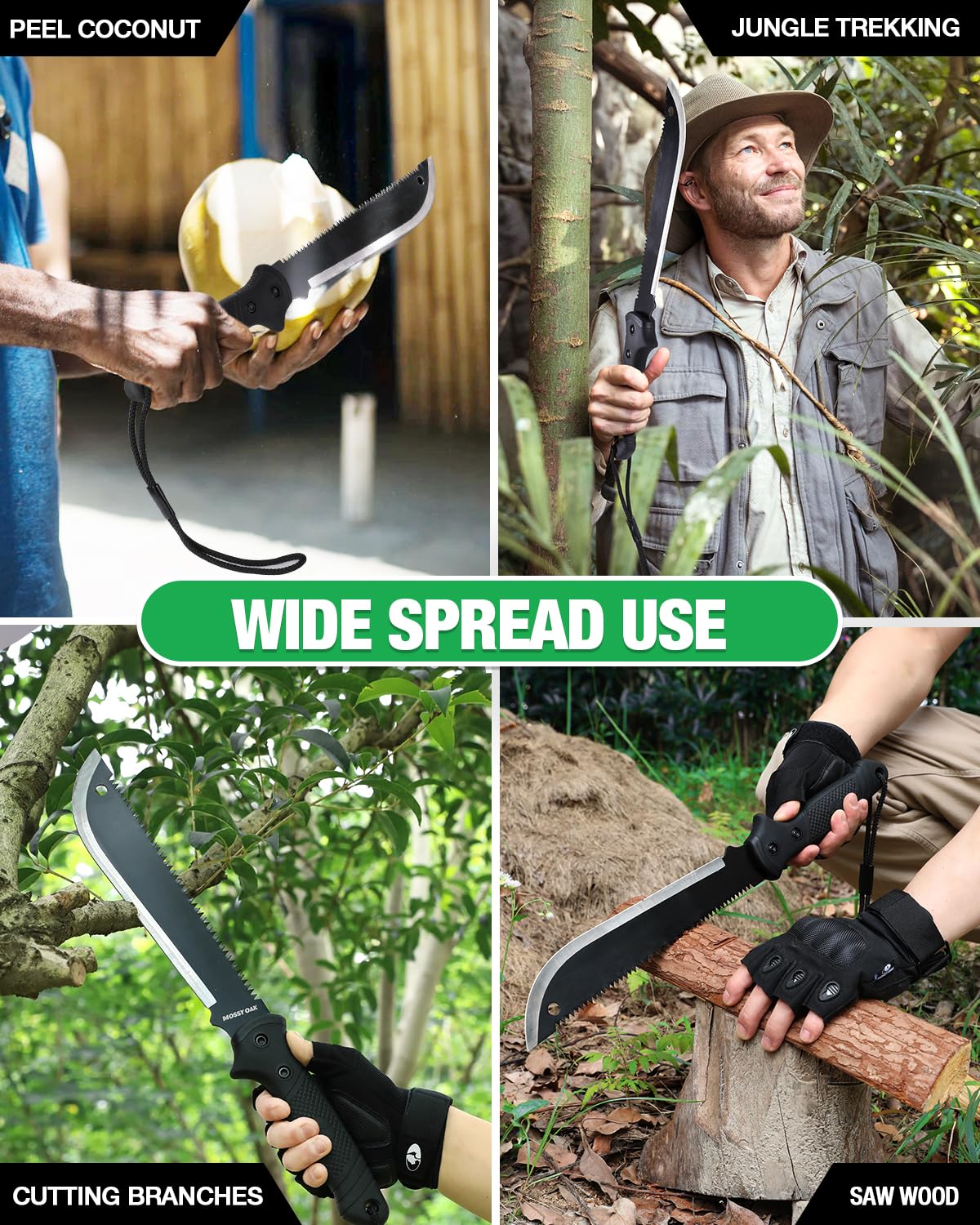 Includes 1 machete and 1 sheath Mossy Oak 19 inch