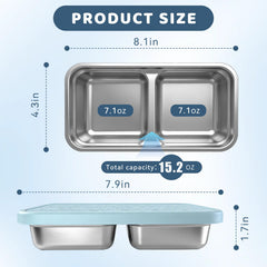 Two-compartment stackable lunch box with silicone lids