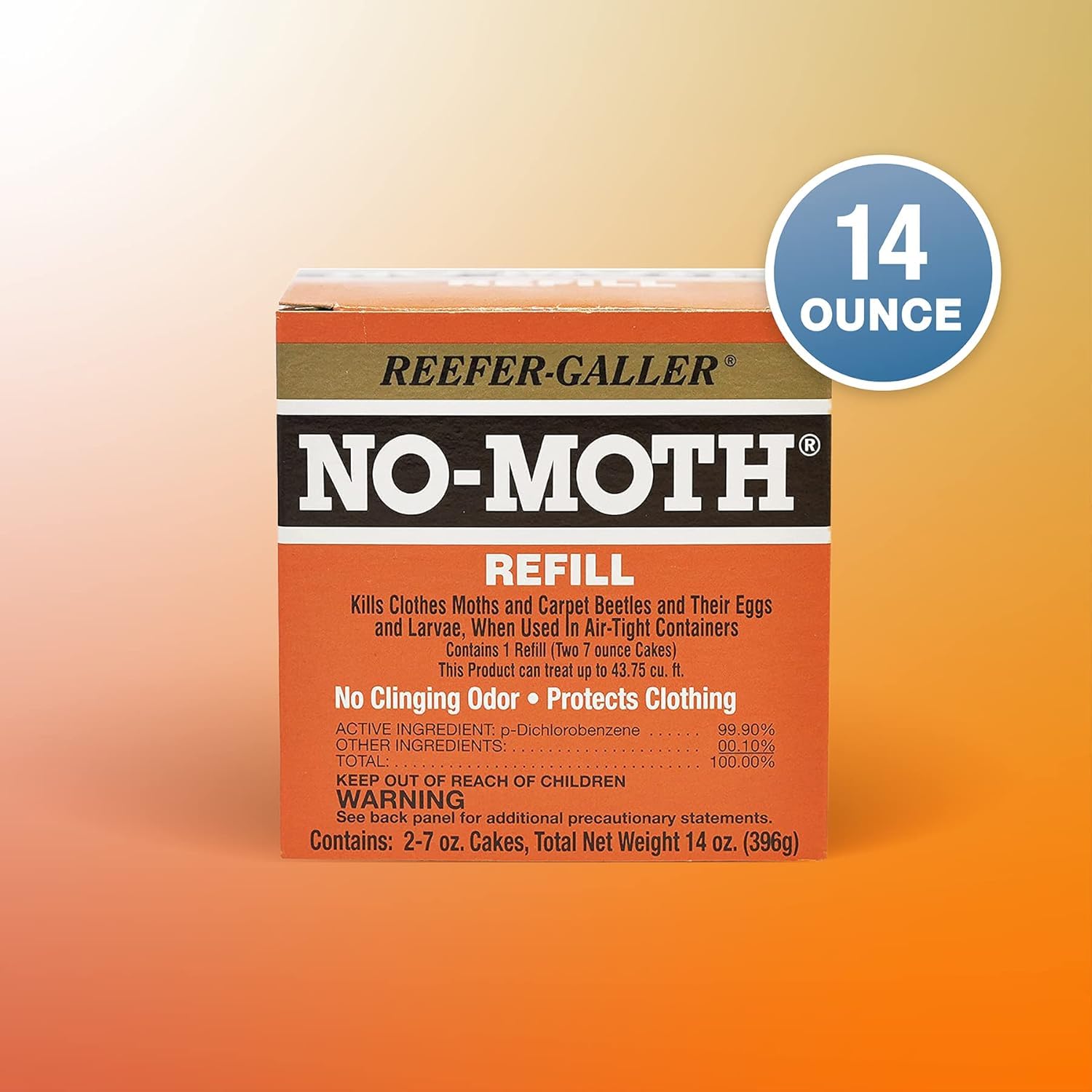 Two moth cakes per pack six-pack set label