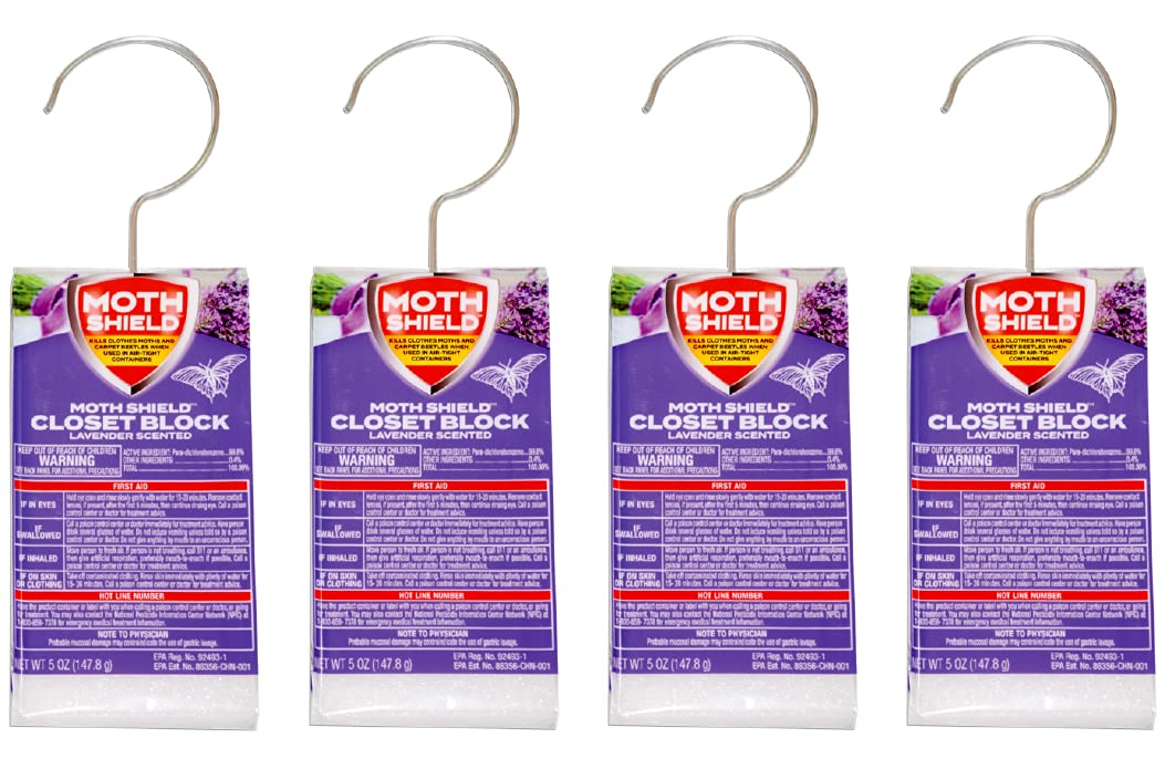 Moth Shield 4 Pk Closet Block Lavender Scented pack for closets in lavender fragrance