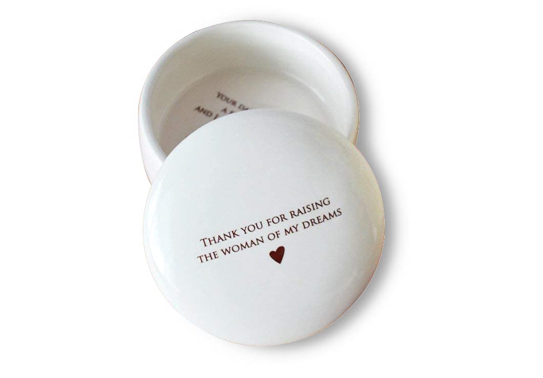 Mother of the Bride Gift Keepsake Box exterior in earthenware