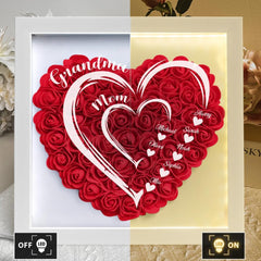 Heart shaped monogram flower shadow box illuminated by LED