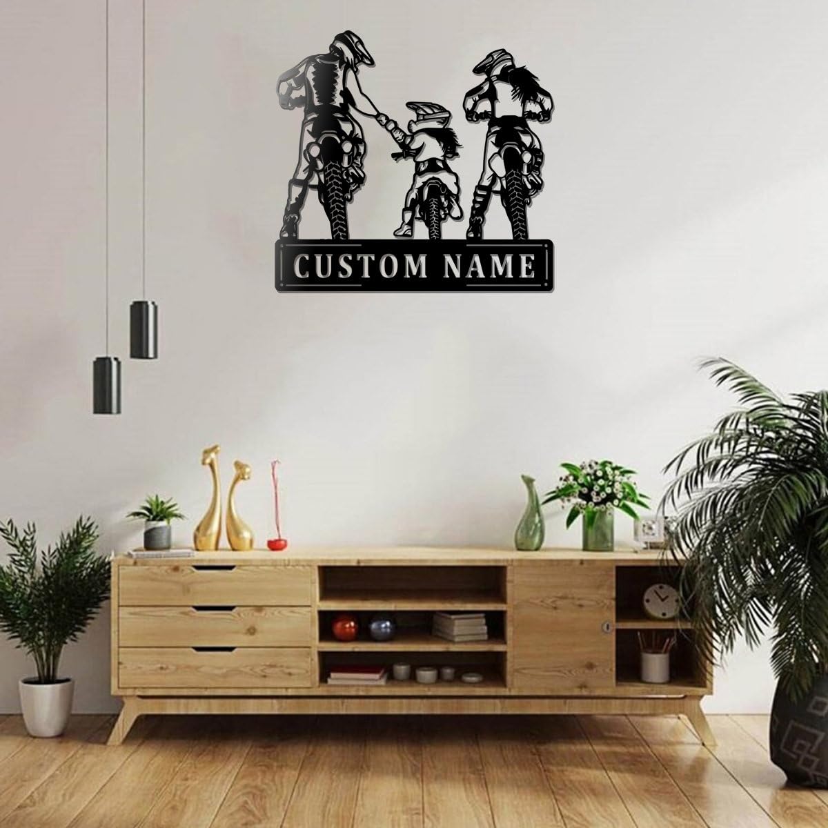 Motocross rider wall art metal sign with LED lighting