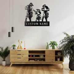 Motocross rider wall art metal sign with LED lighting