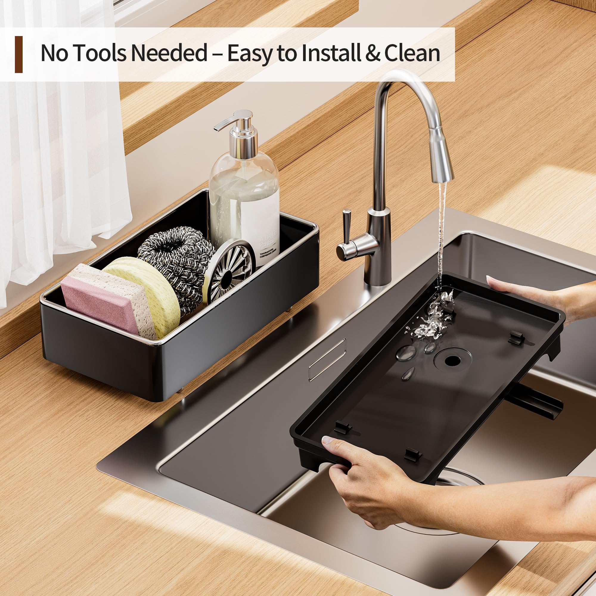 Tool-free stable installation by the sink