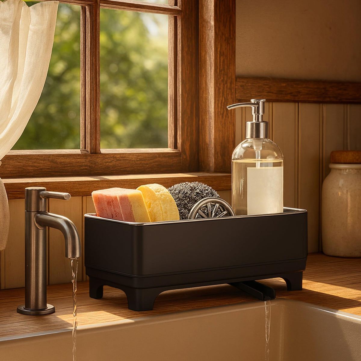 MOUKABAL Sponge Holder for Kitchen Sink black finish
