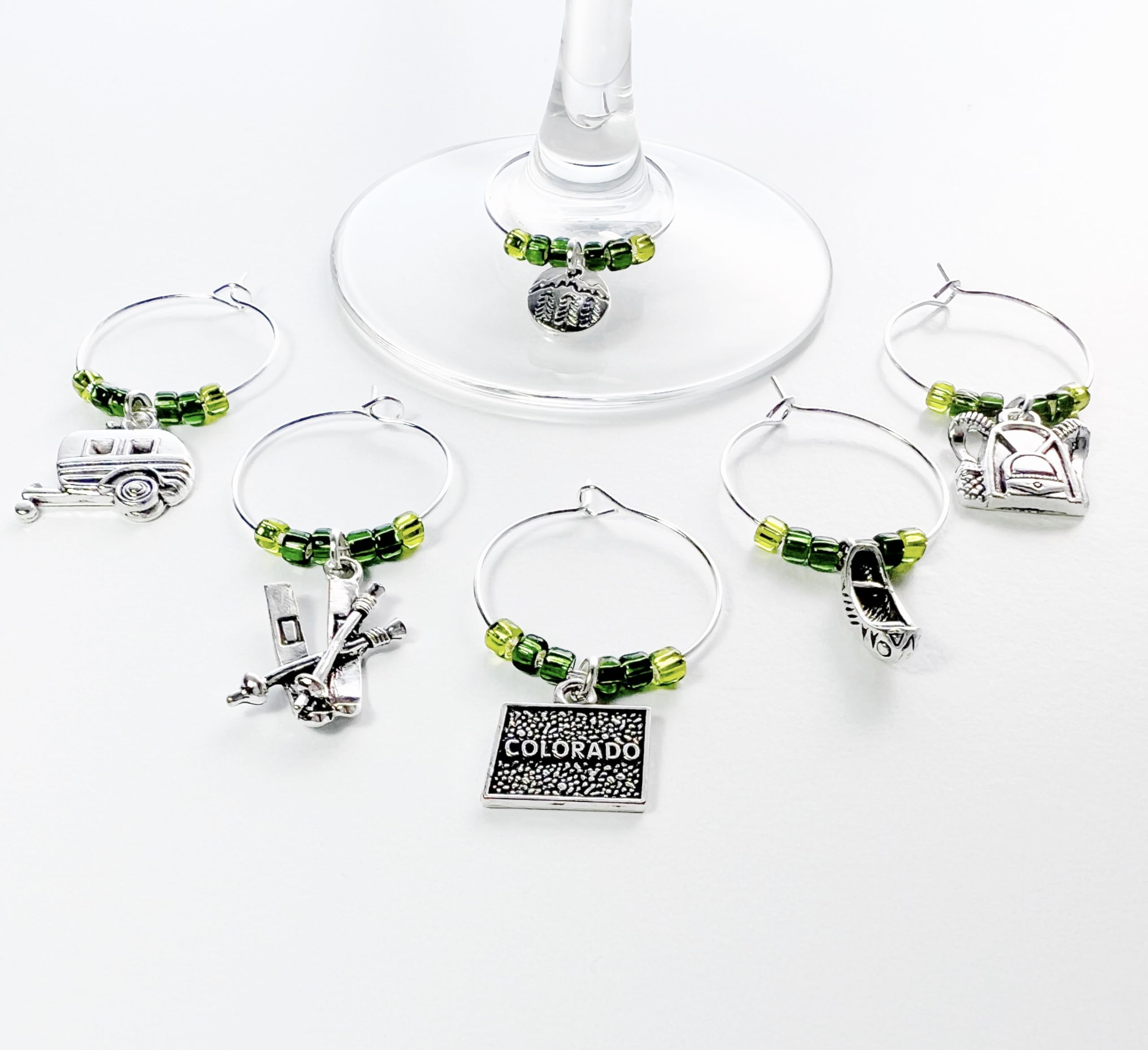 Mountains design charm for wine glass markers