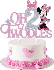 Mouse Oh Twodles cake topper pink glitter style