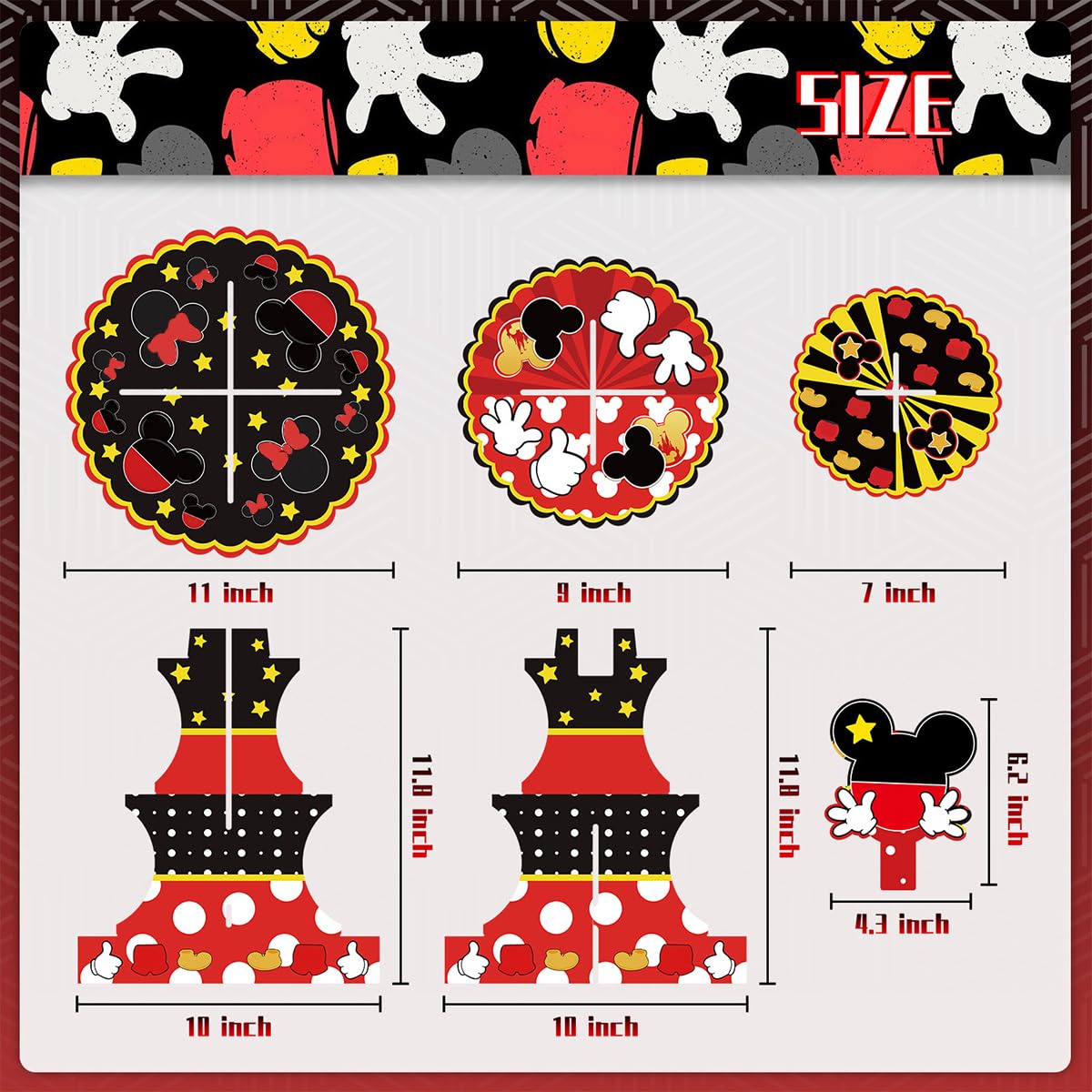 mouse themed birthday cupcake stand height 11.8 inches