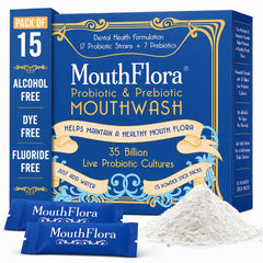 MouthFlora probiotic prebiotic mouthwash for adults 15-pack