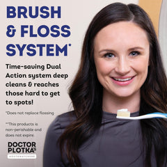 Dual layered flossing bristles reach deep grooves design