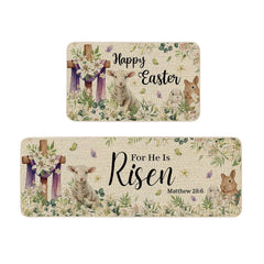 Moutina Happy Easter Kitchen Rugs Set of 2 17x29 inch