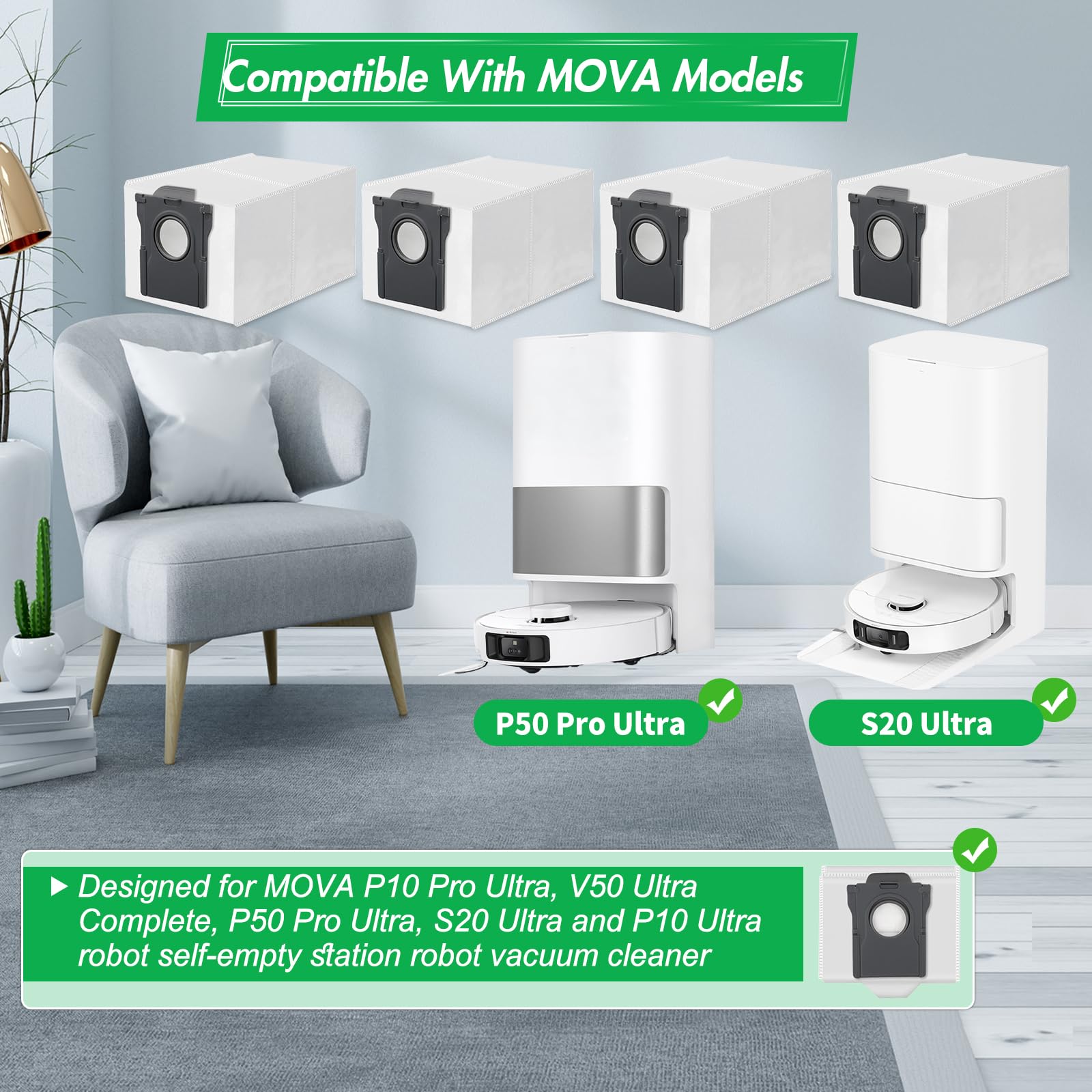 MOVA V50 Ultra Complete dust bags compatible model