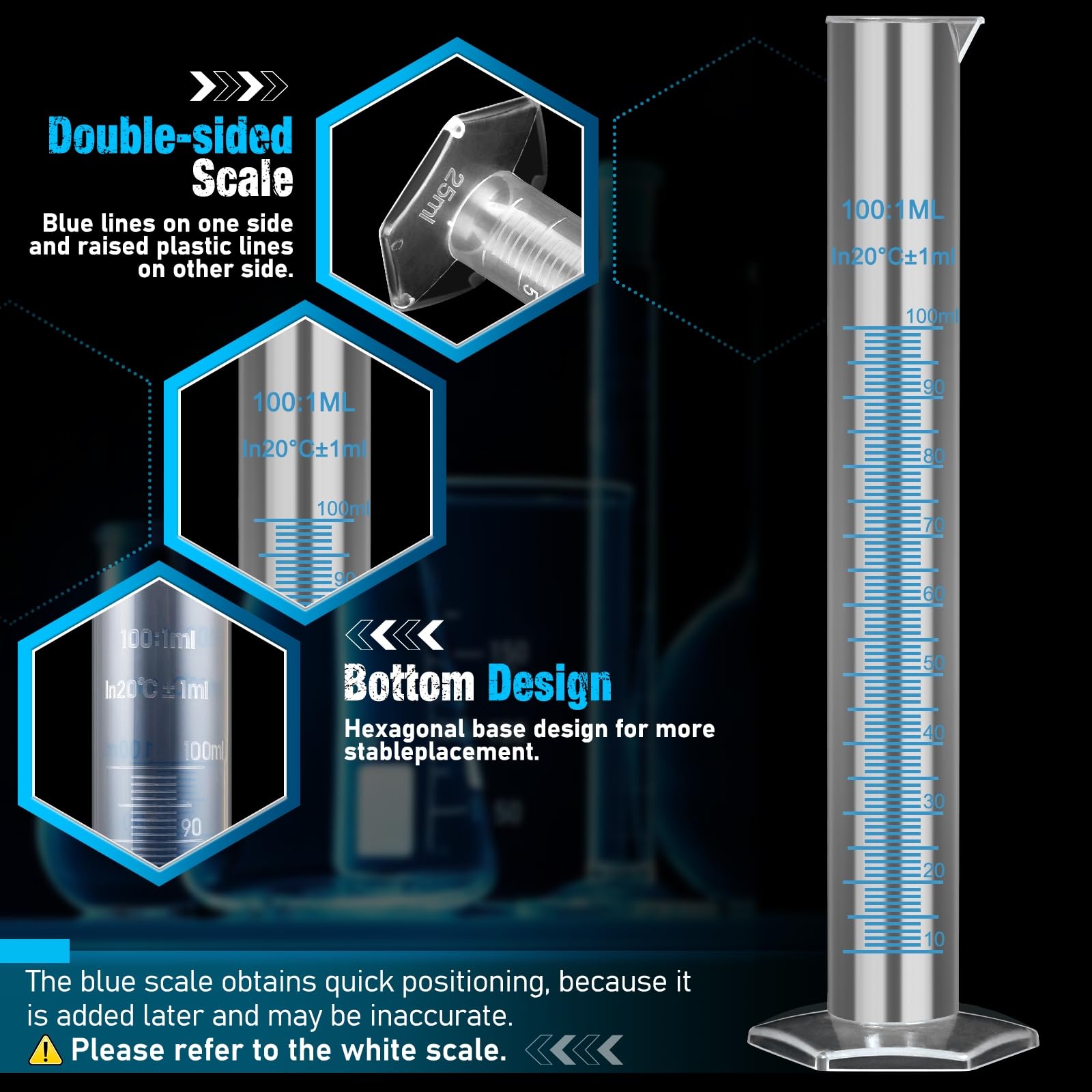 cylinders 10-1000 ml with metric scale