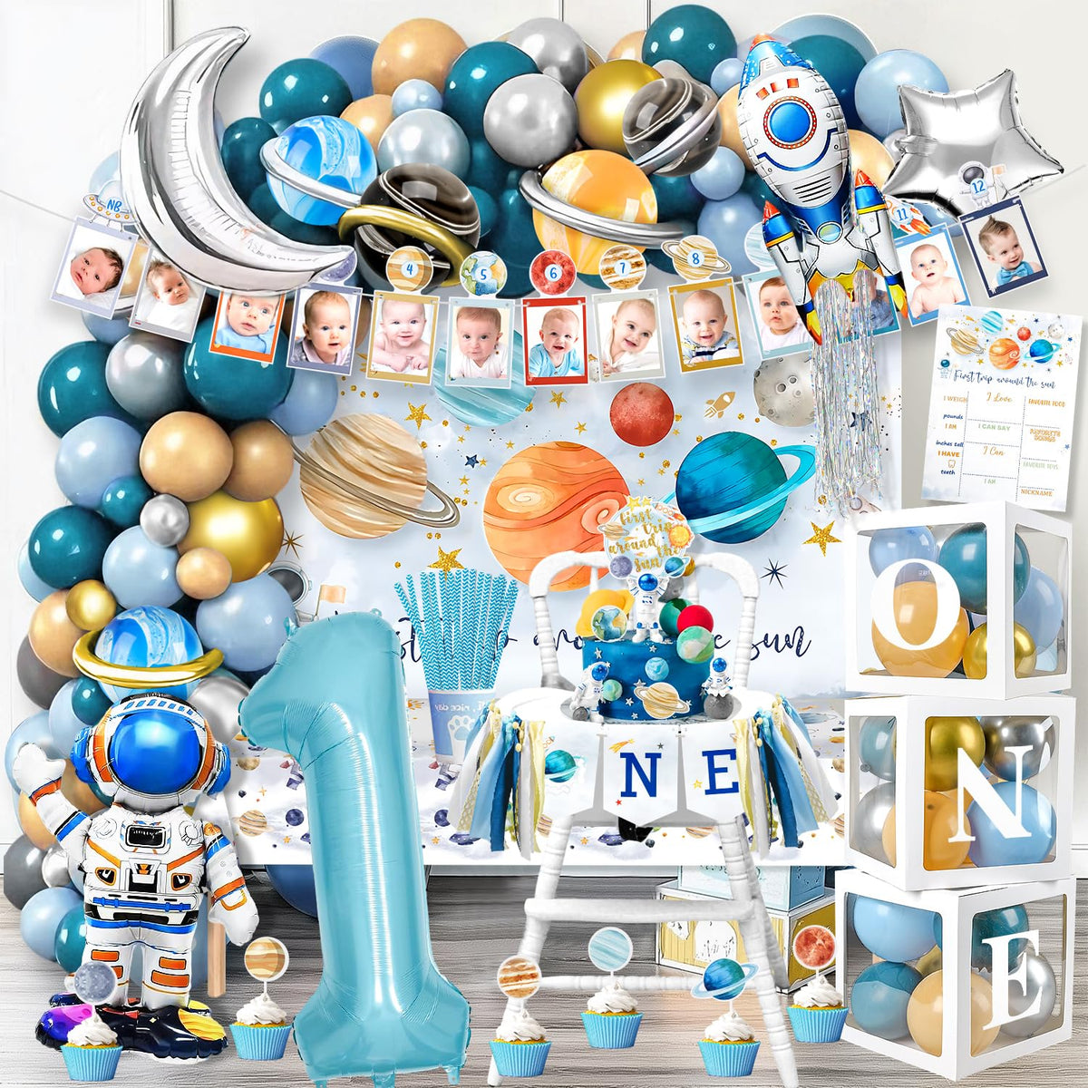 MOVINPE First Trip Around The Sun birthday decorations package contents