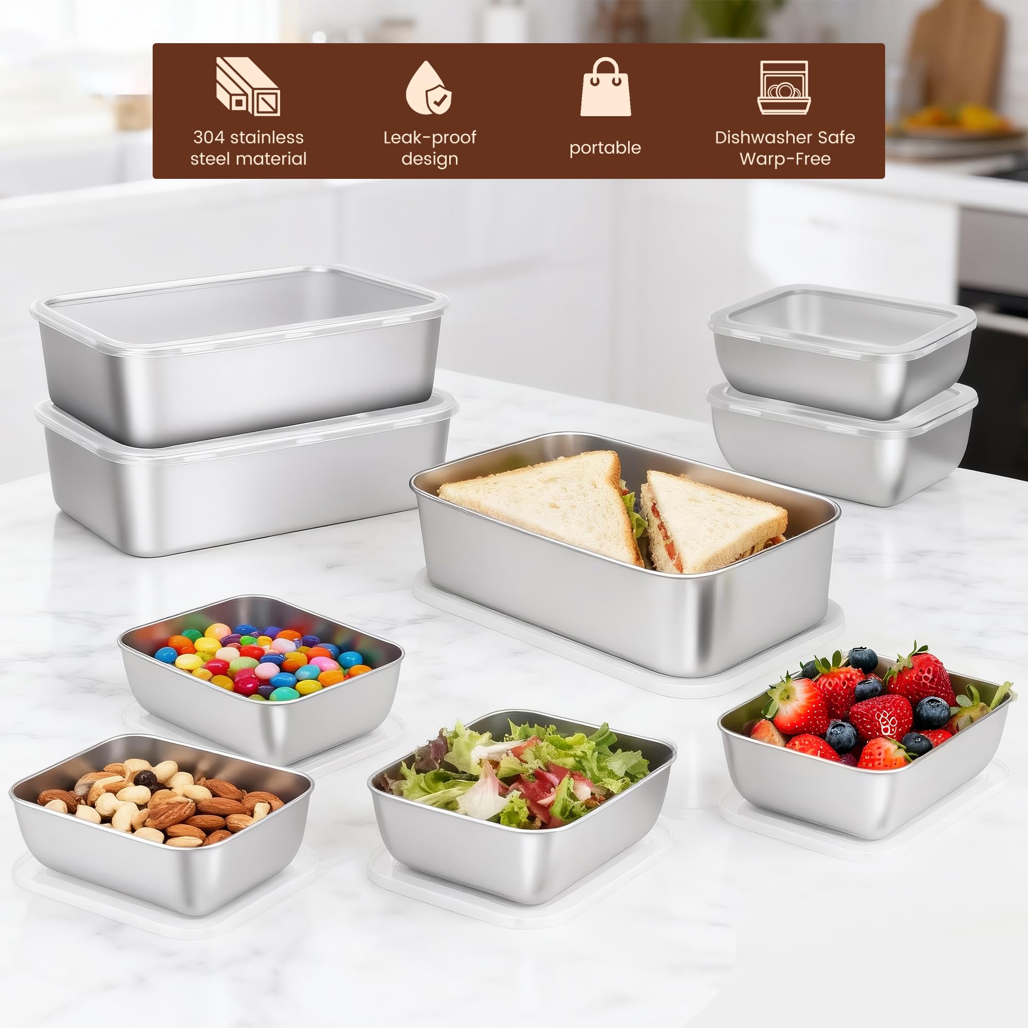Three large 55 oz stainless steel containers in MQXYSDLY set