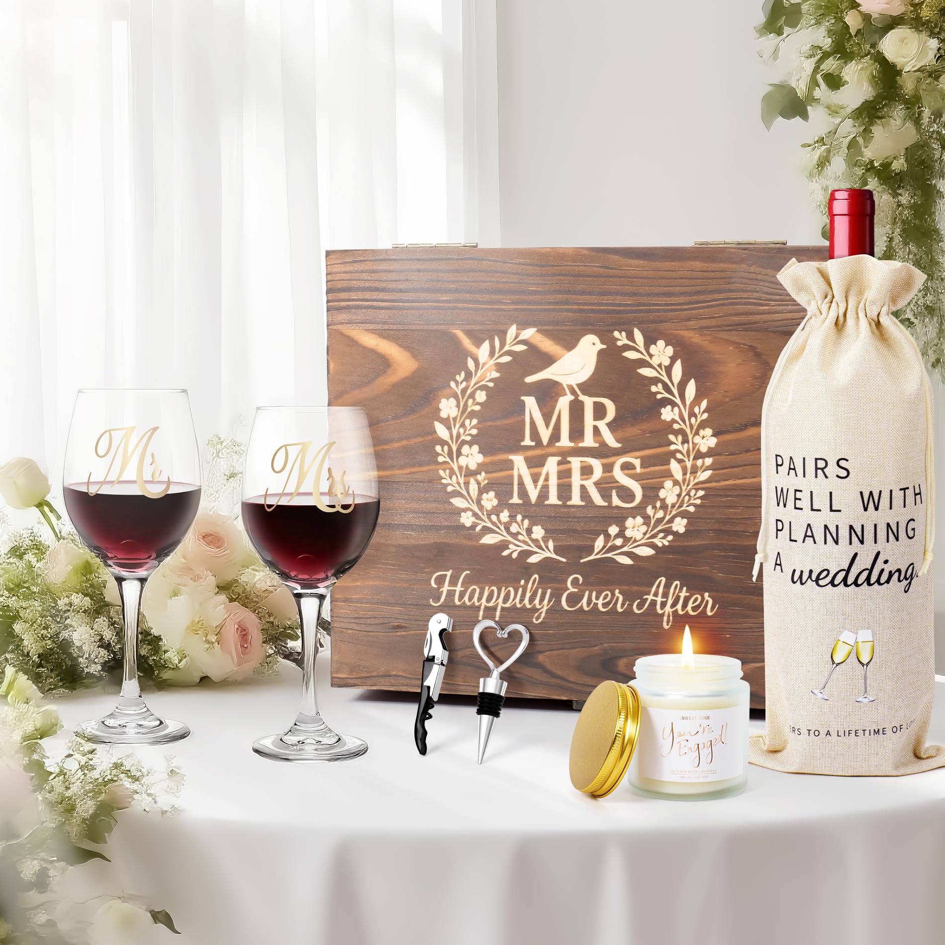 Premium Mr and Mrs wine glasses set of 2