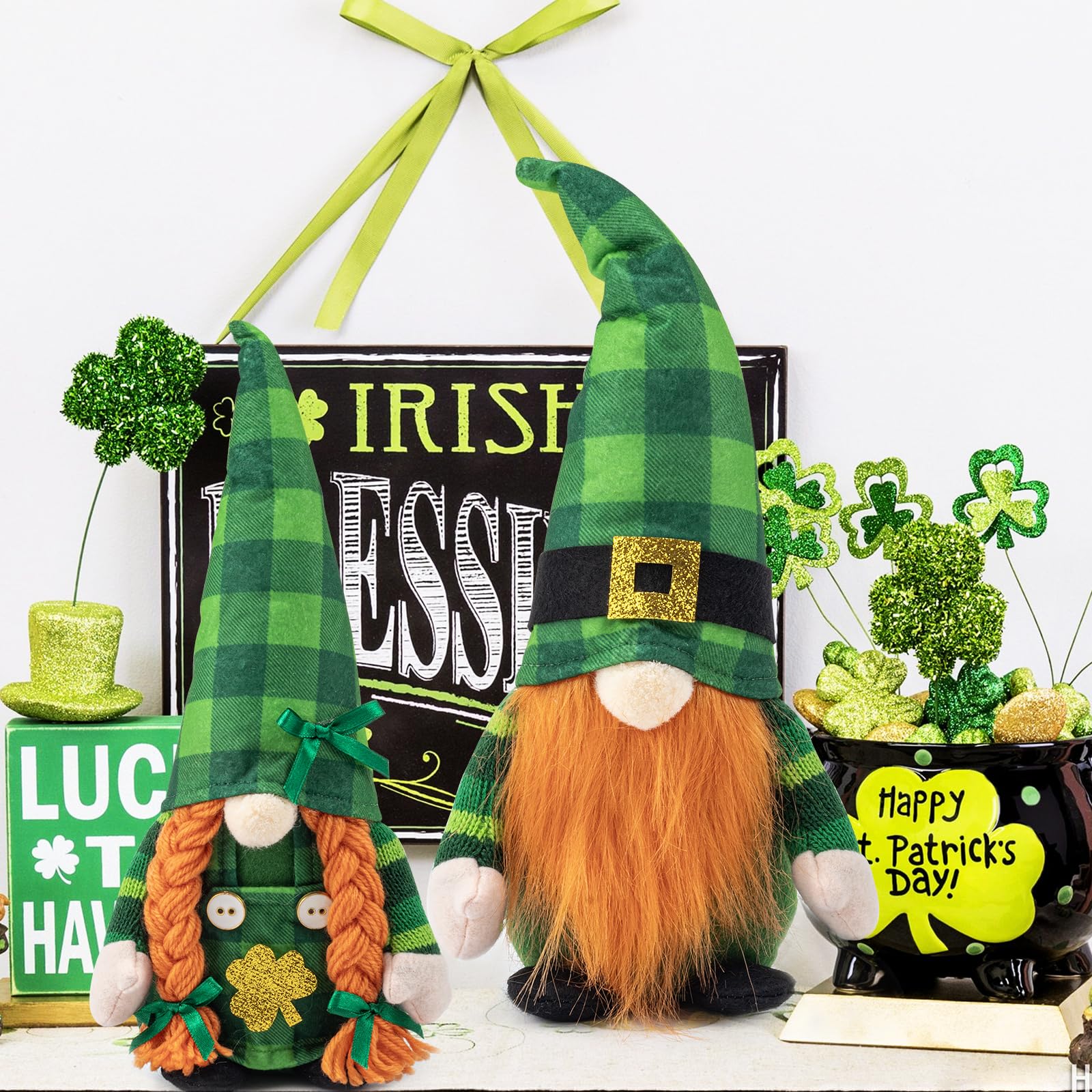 Green felt shamrock table decor for Saint Patrick's Day party