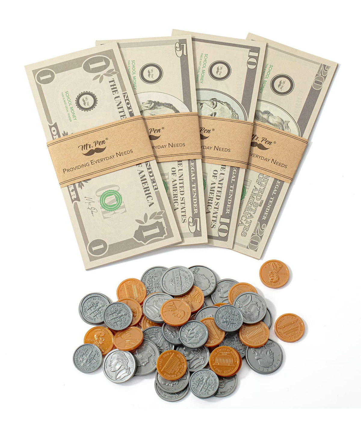 Mr. Pen- Play Money for Kids bills and coins set totaling 150 pieces
