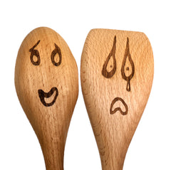 Mr Spoon and Mr Spatula spoon set made of solid beech wood