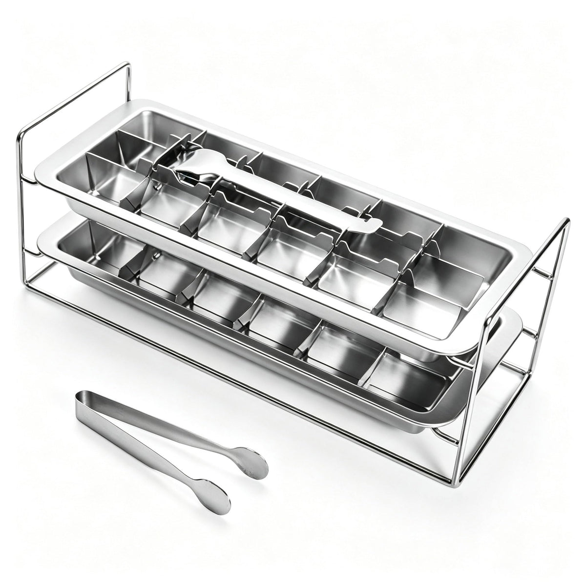 Mrxxjz 1-Pack stainless steel ice cube trays with lever
