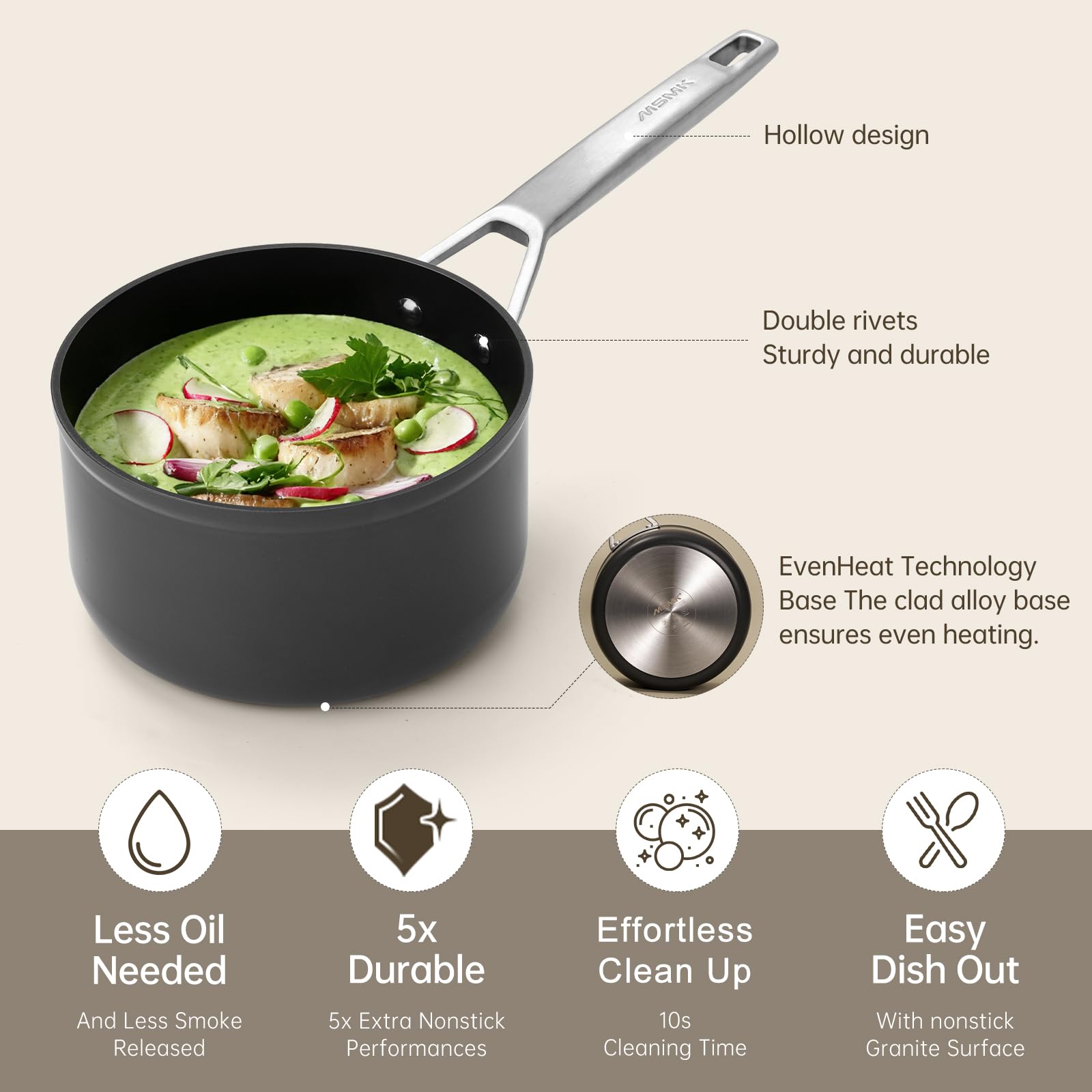 MSMK scratch-resistant saucepan 1.5 quart