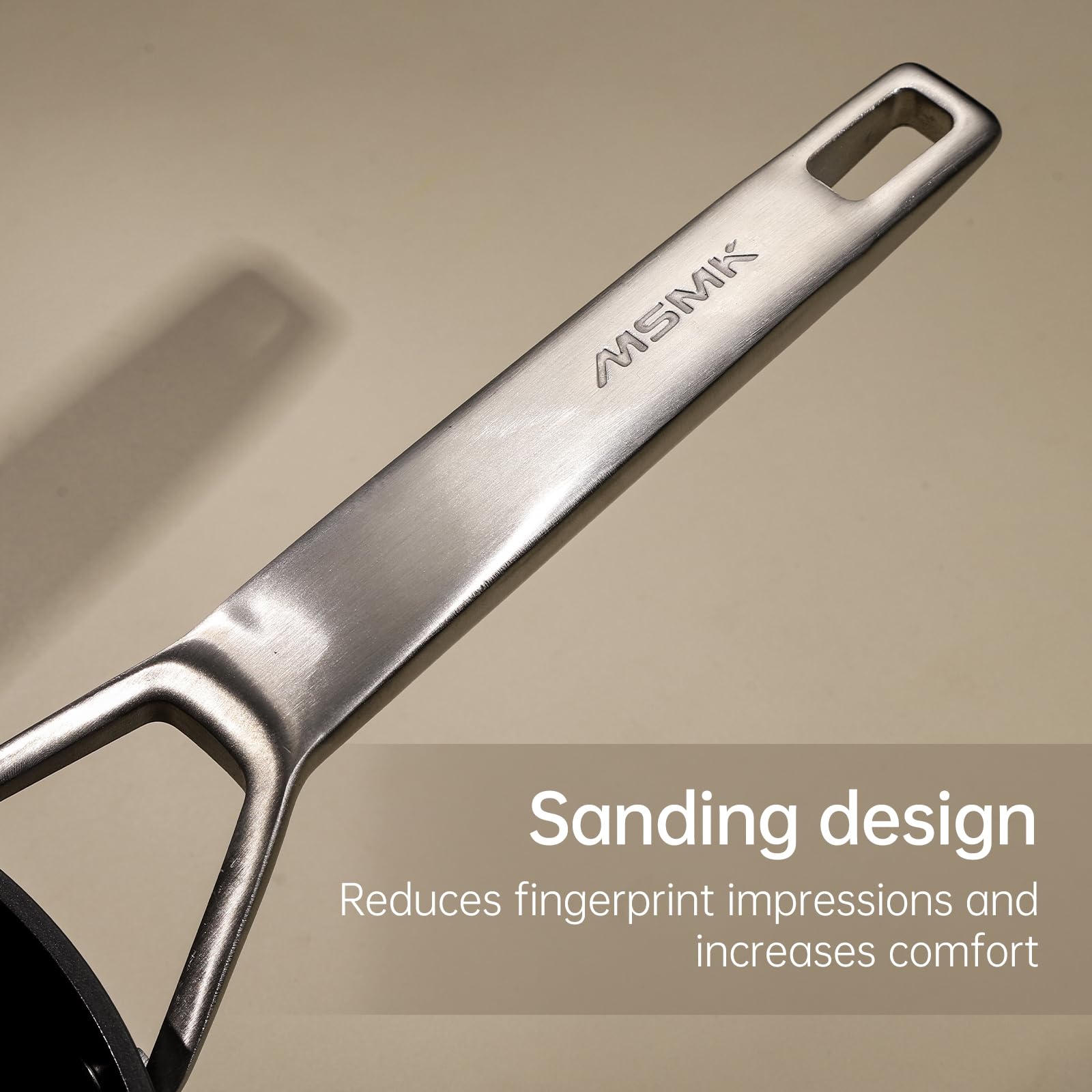 MSMK stay cool handle closeup on saucepan