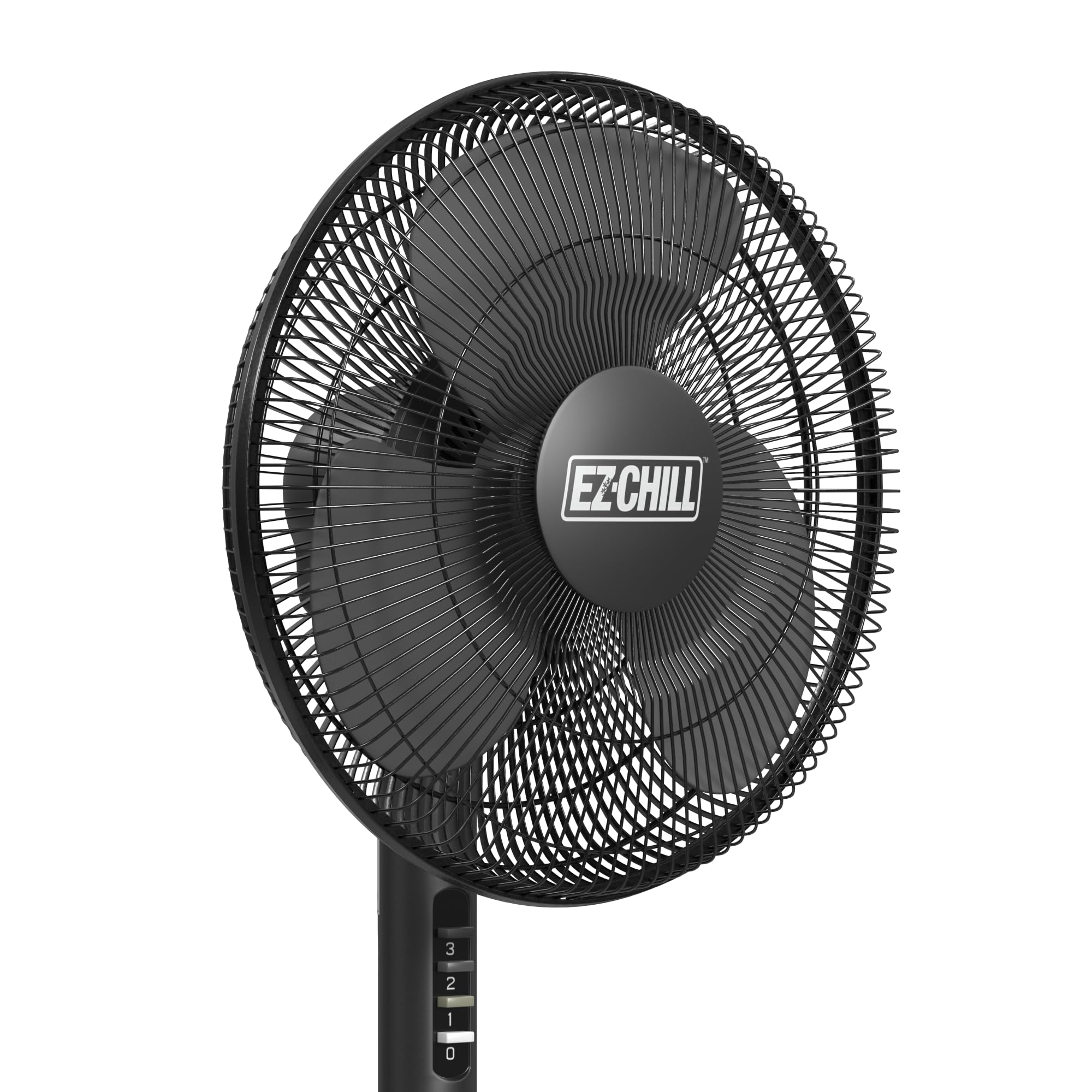 EZ-Chill folding-base pedestal fan 16 inch black