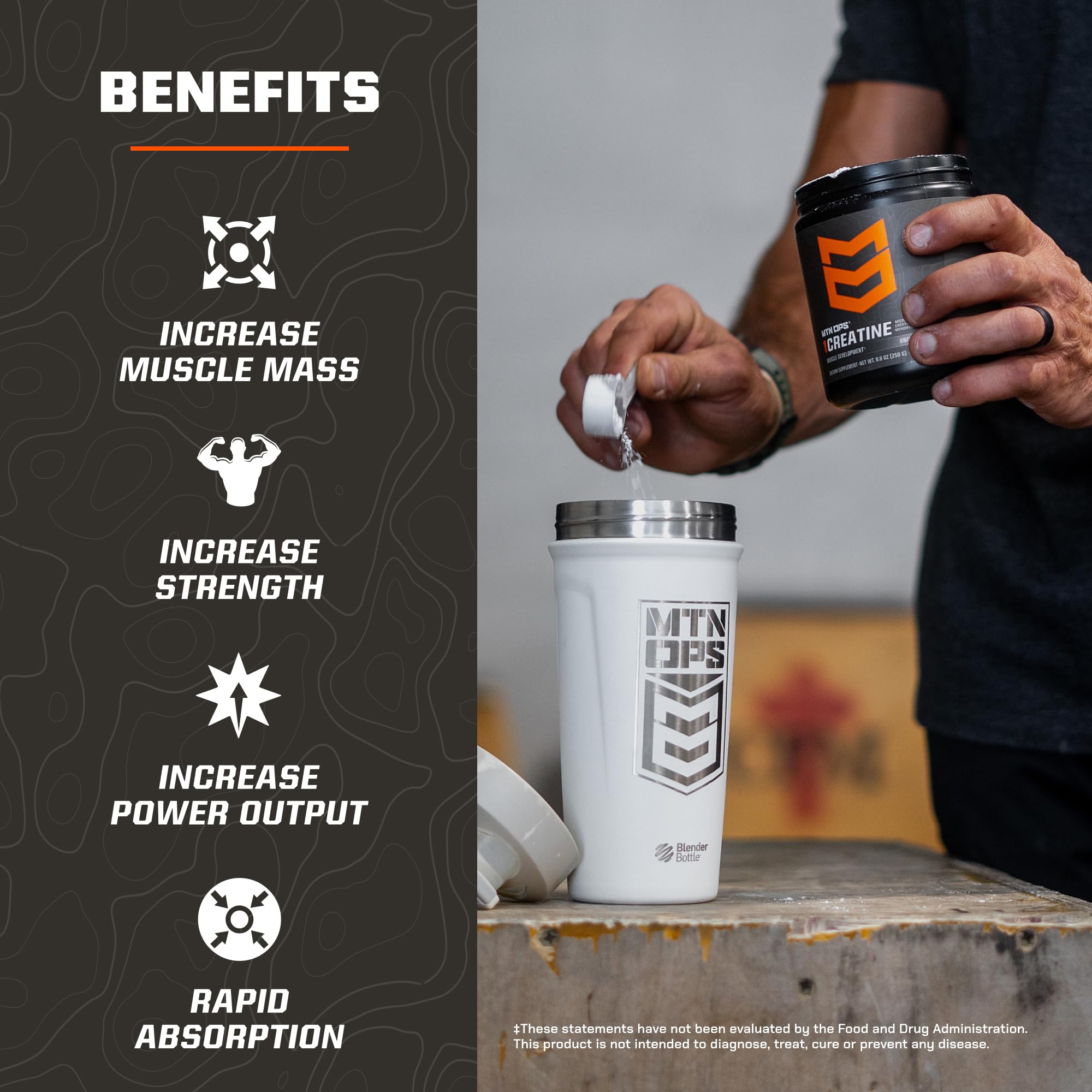 Unflavored MTN OPS Creatine Monohydrate Powder jar