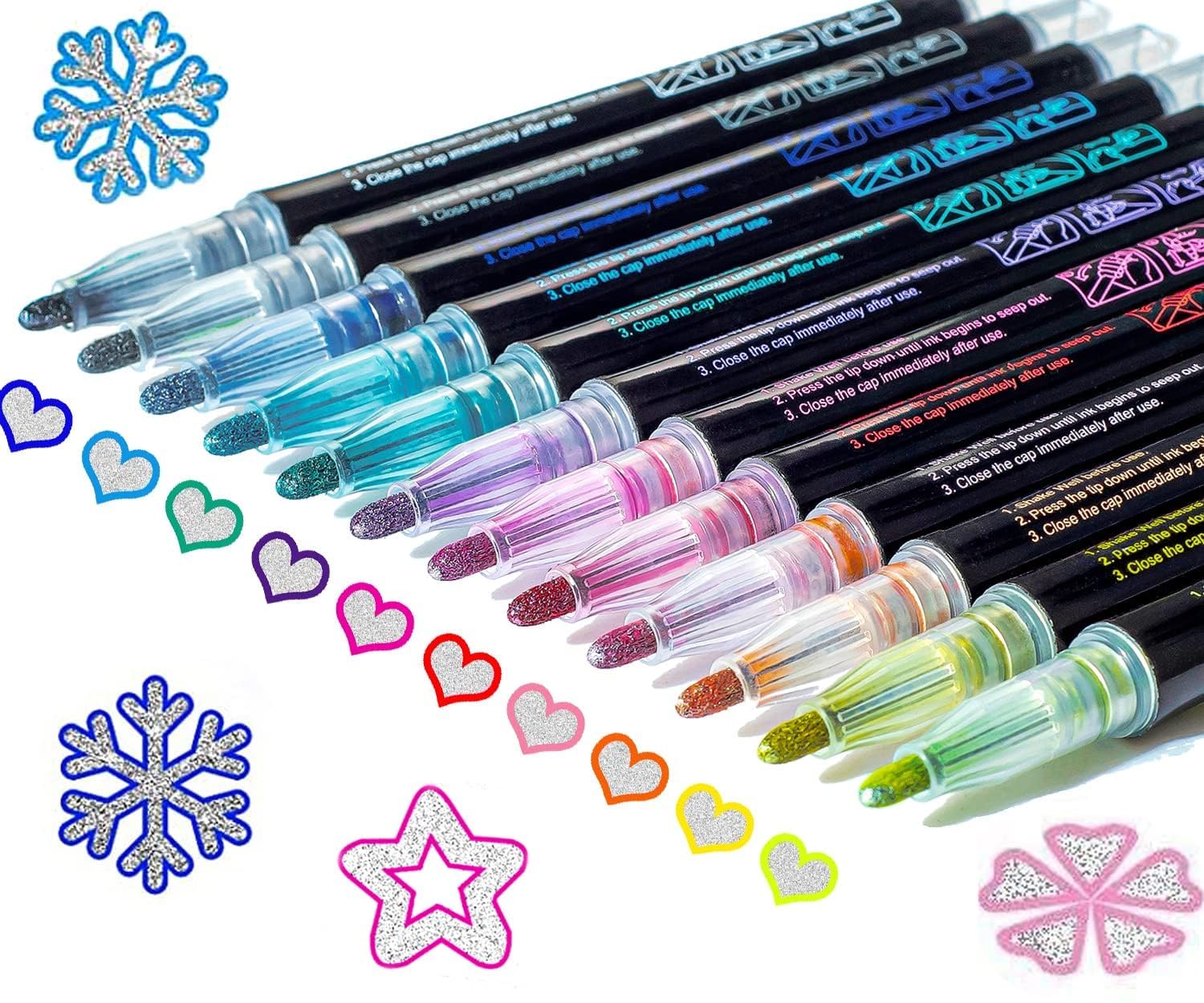 Muchcute Outline Markers set of 12 colors for glitter outlines