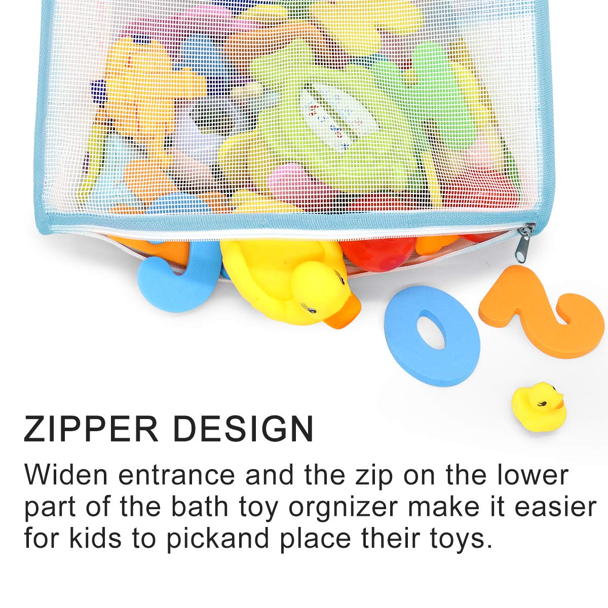 Main pocket and side pockets on Muchfun bath organizer
