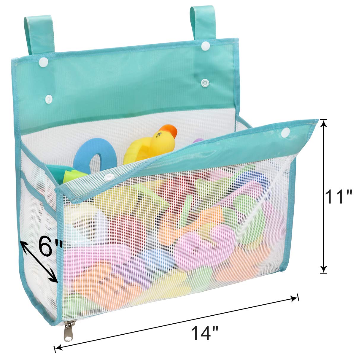 Muchfun bath toy organizer mounted on wall with hooks