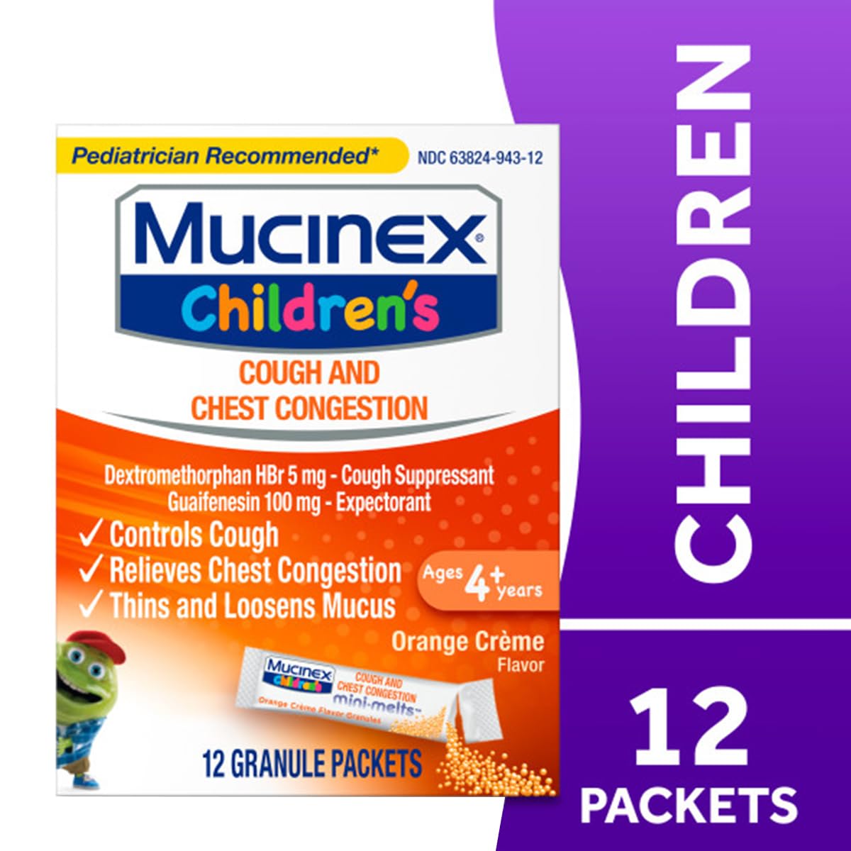 Mucinex Children's Mini-Melts orange creme packet