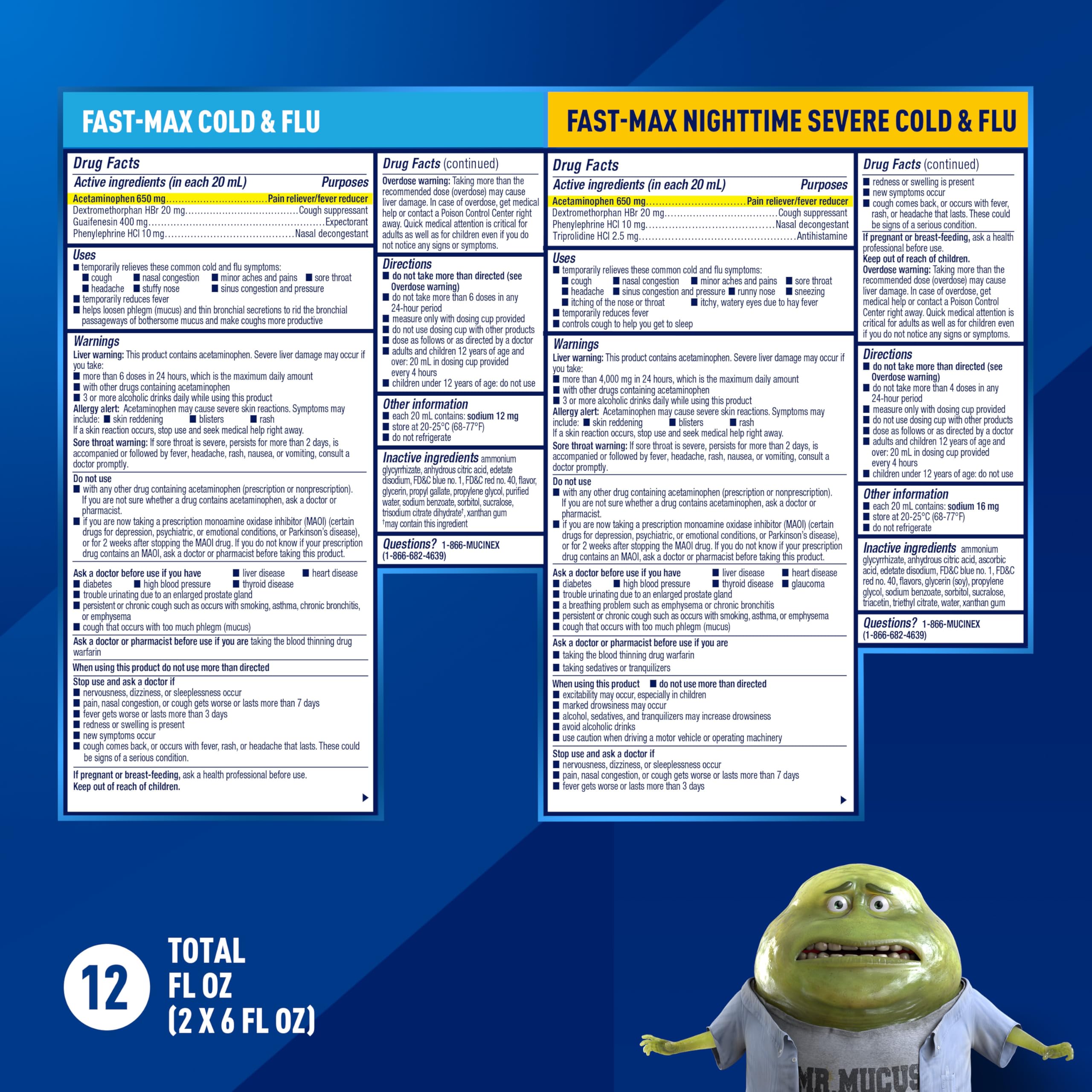 Nighttime Mucinex Nightshift bottle label