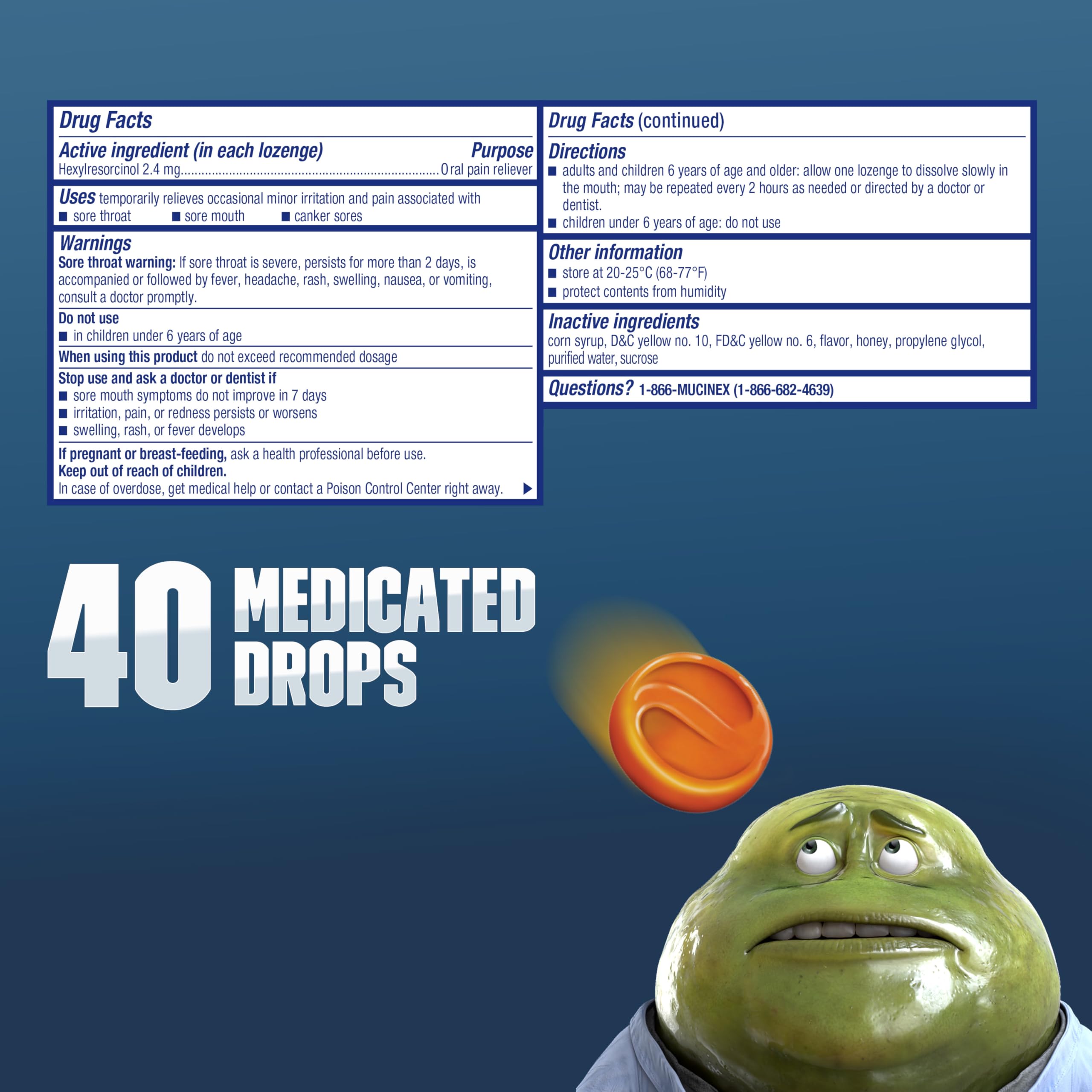 Honey and echinacea flavor throat drops by Mucinex