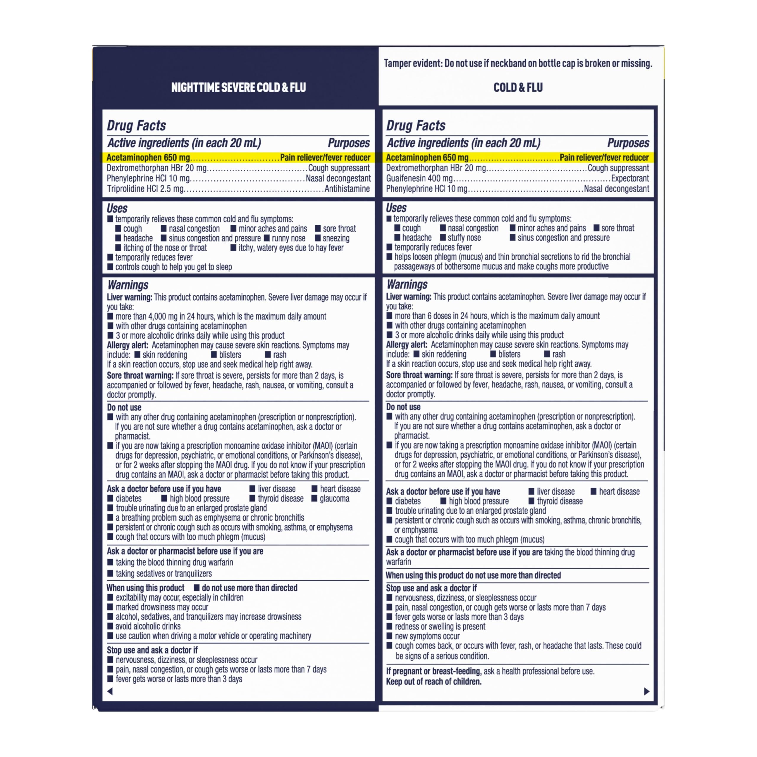 Value pack information panel on Mucinex packaging