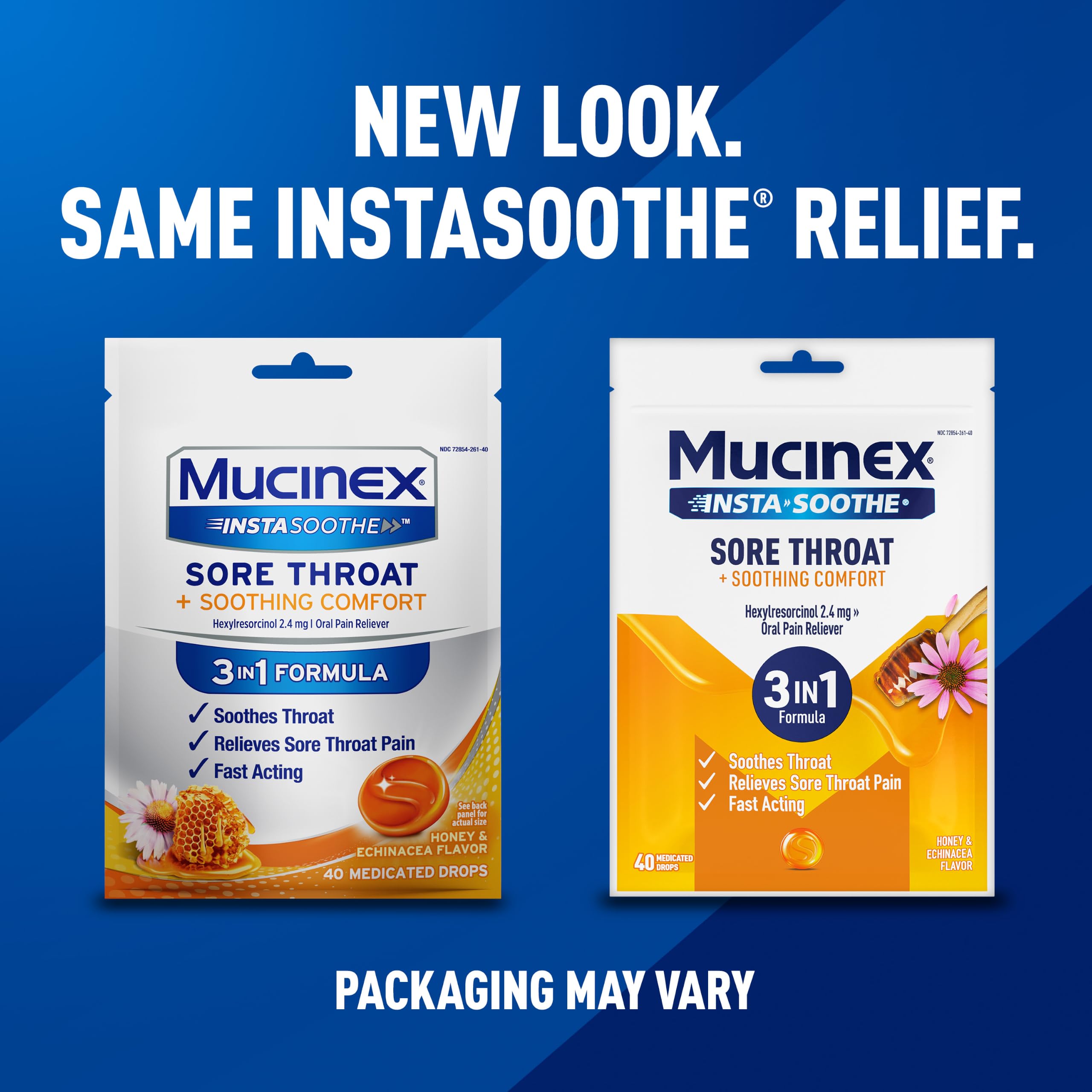Mucinex Instasoothe Sore Throat Drops honey echinacea flavor closeup